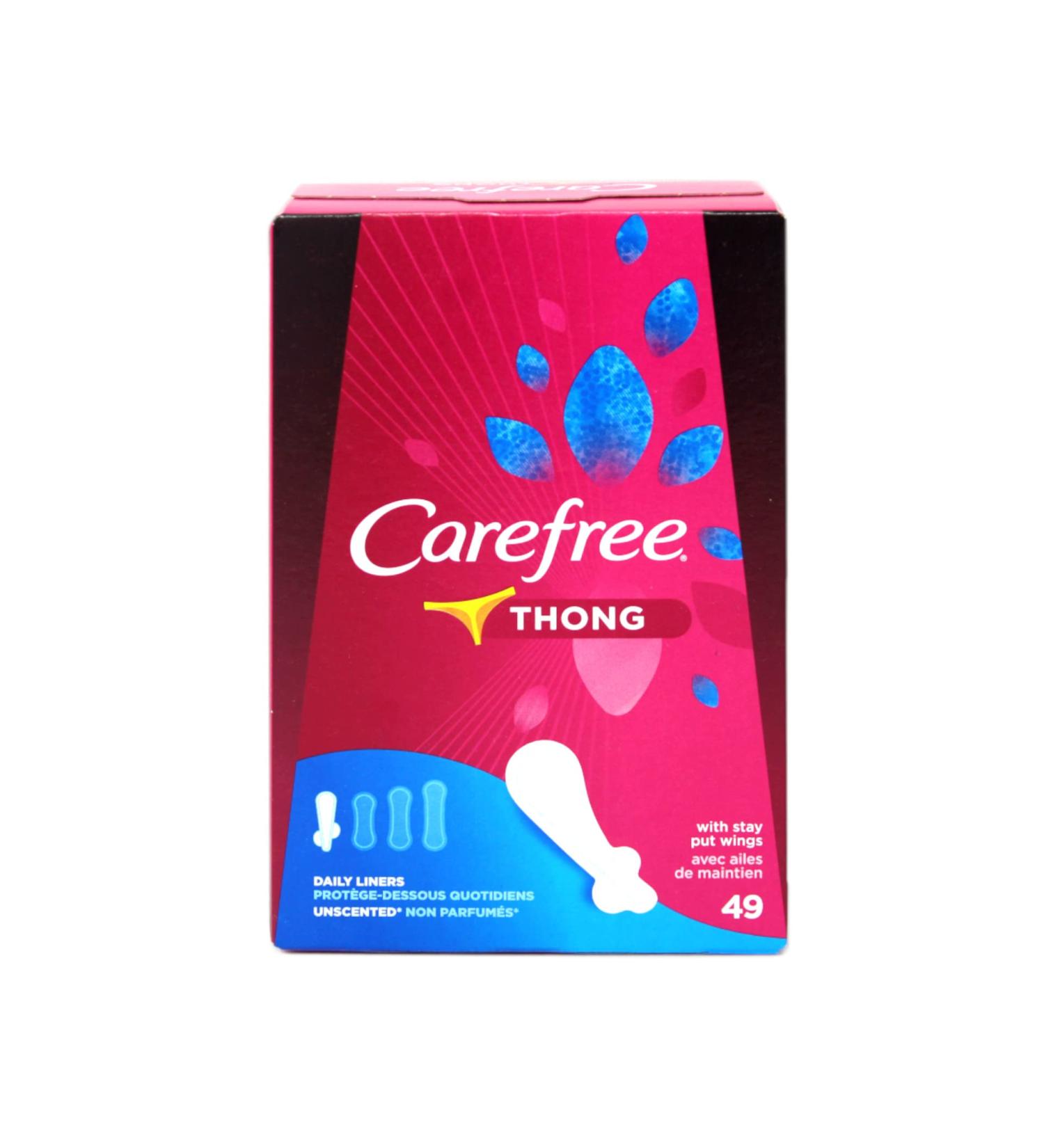 Carefree Thong Pantiliners Unscented 49 ct - Comfort and Protection - Buy Online on GoSupps.com