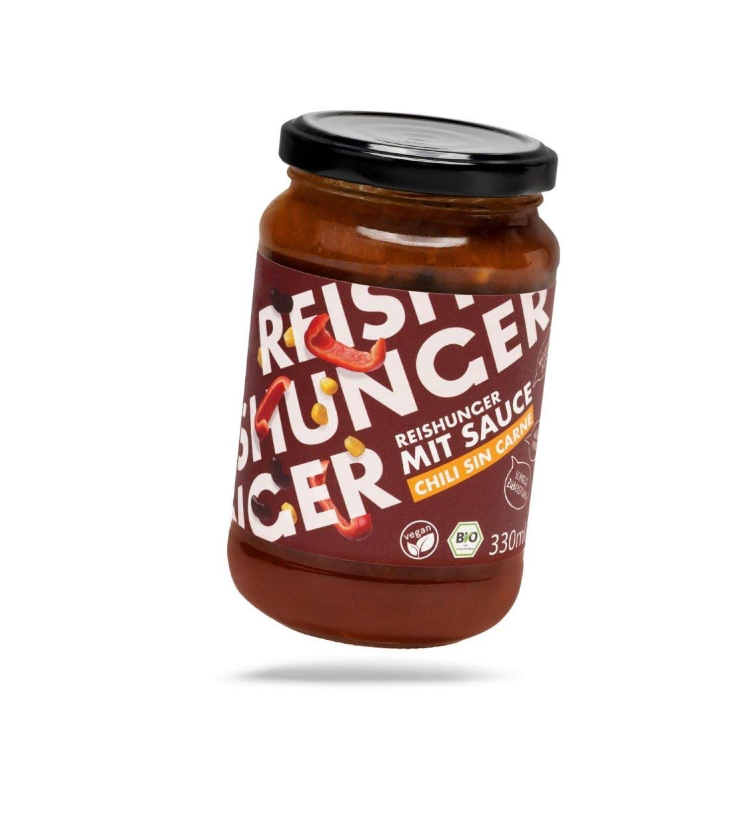 Reishunger organic sauce chili sin carne 3x330ml - vegan and gluten -free - Mediterranean ready -made sauce - ideal for rice pasta and other dishes Chili sin carne 330 ml (3 Pack)