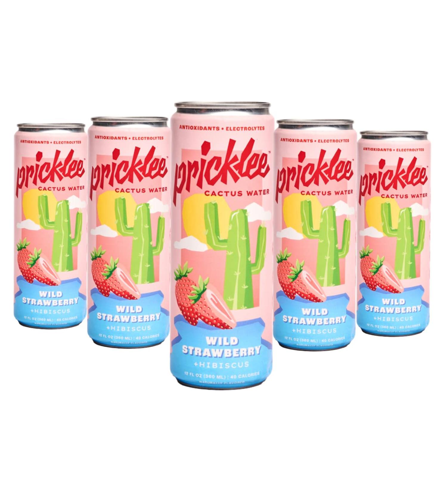Pricklee Strawberry Hibiscus Cactus Water - Antioxidant & Electrolyte Drink | Low-Sugar, Non-Bubbly, 35 Calories - Buy Online on GoSupps.com