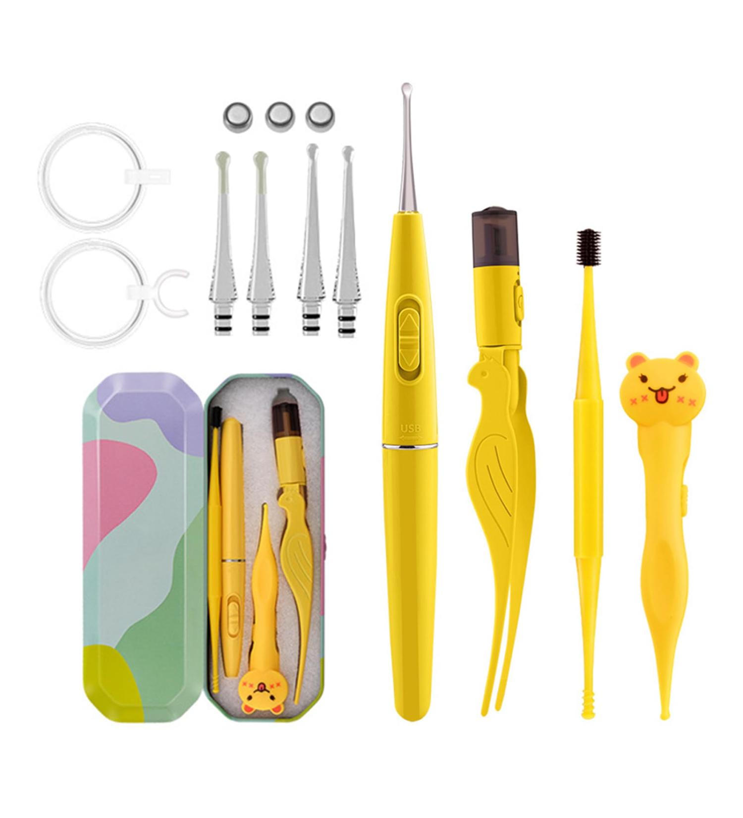 Rechargeable 4-in-1 Ear Wax Remover Kit with LED Lights and Silicone Tips - Safe and Effective for Kids and Adults - Buy Online on GoSupps.com