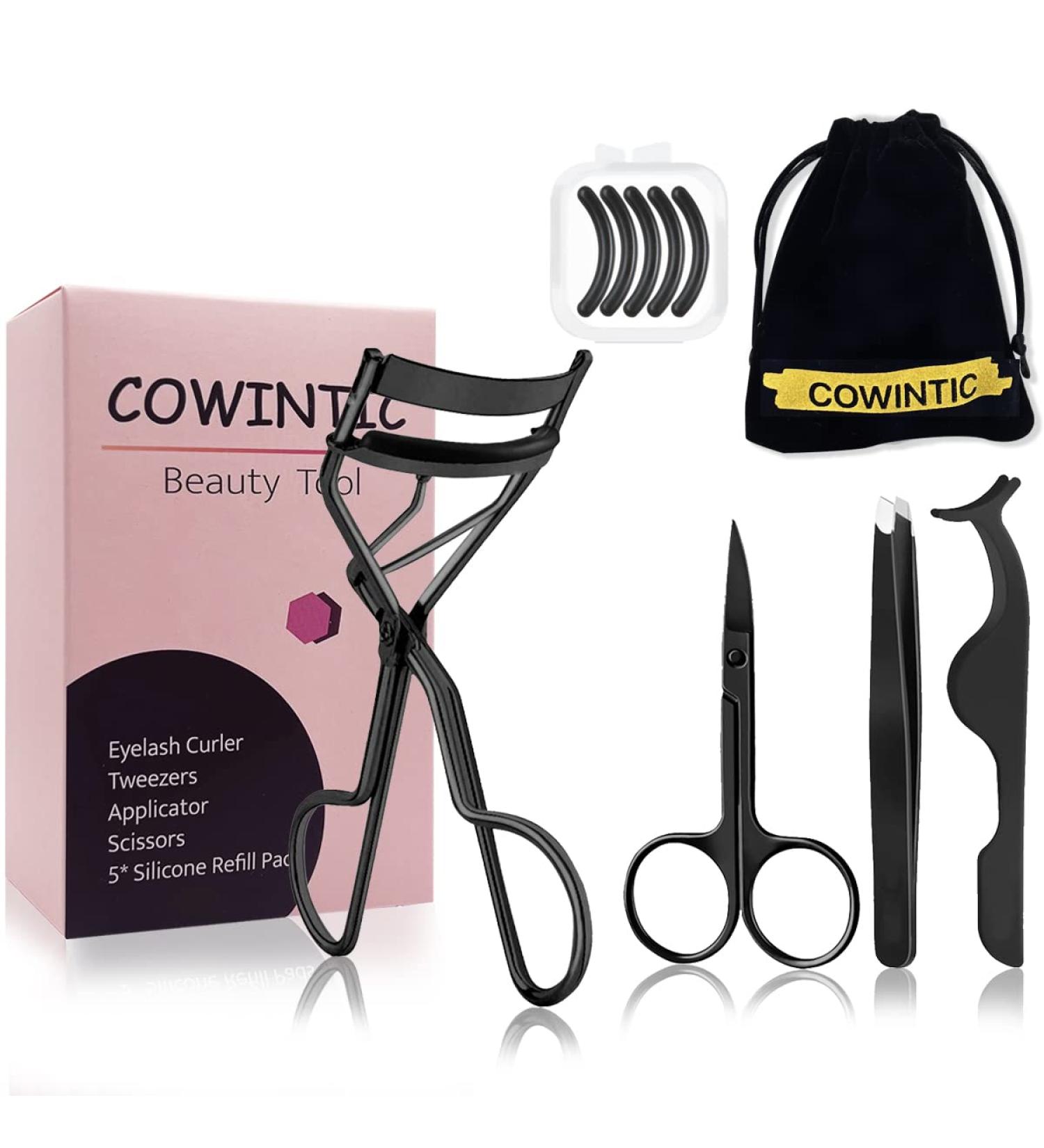 Eyelash Curler Tweezers Scissors Kit - 4 in 1 Eyelash Extension Tools with Silicone Refill Pads - Perfect for Natural Lashes (Black - Buy Online on GoSupps.com