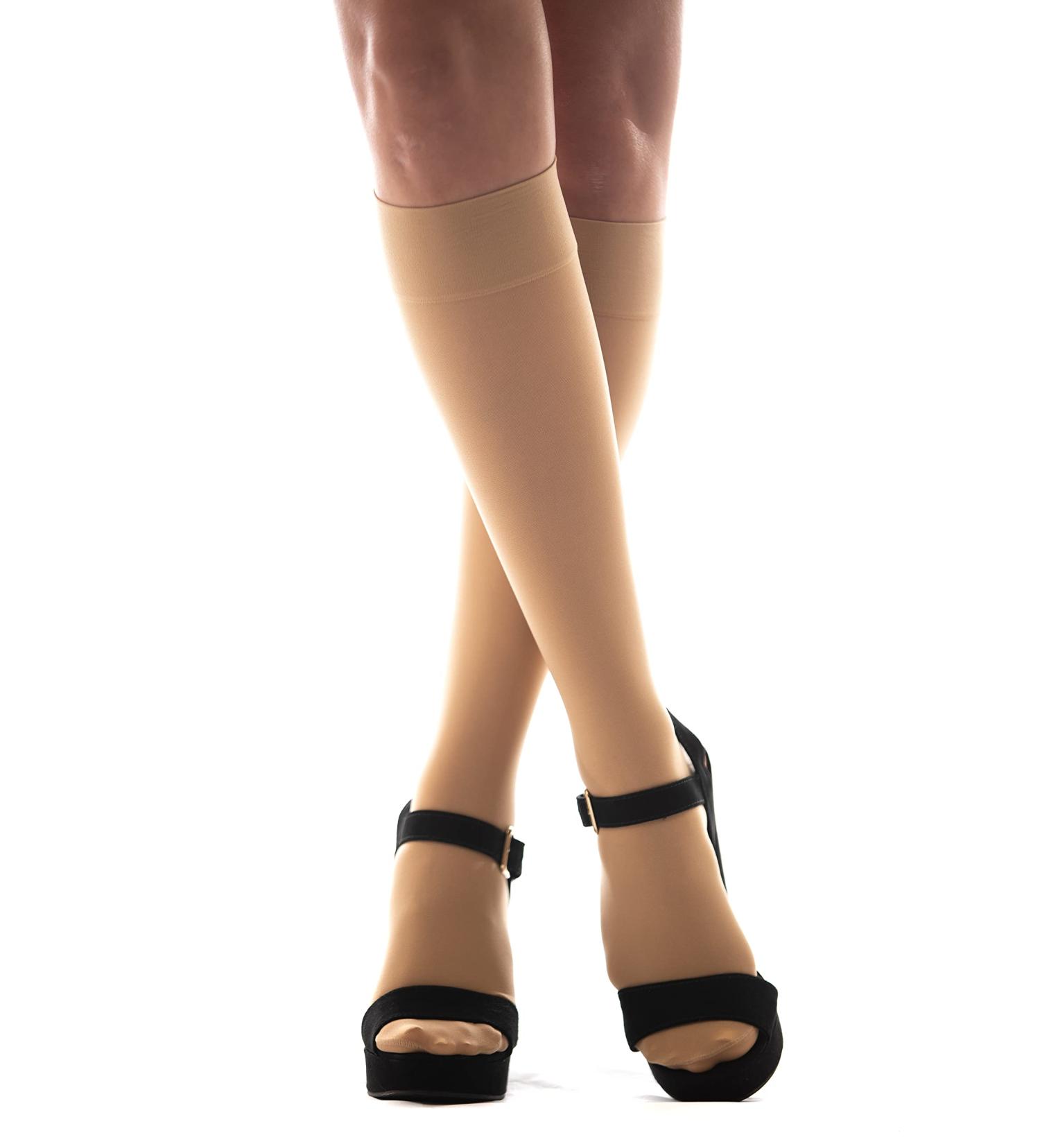 Medicella Premier Closed Toe Knee High Compression Socks for Women - 15-20 mmHg Medical Quality Support for Circulation & Travel | X-Large Beige - Made in USA - Buy Online on GoSupps.com