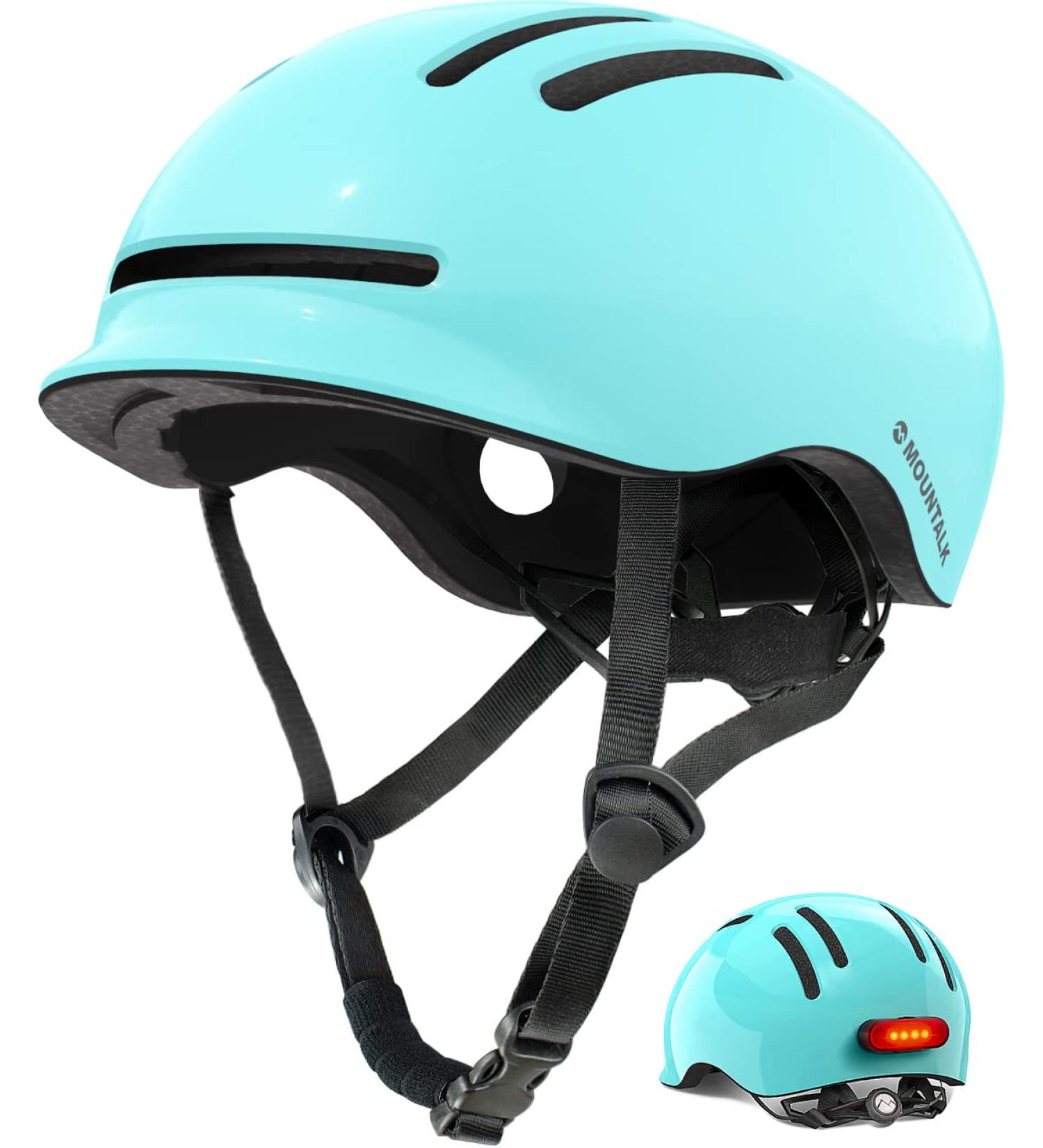 Adults and Kids Bike Helmet with Magnetic Light - Shiny Aqua Medium | Suitable for Men, Women, Youth Boys, Girls 6 Years and Up - Buy Online on GoSupps.com