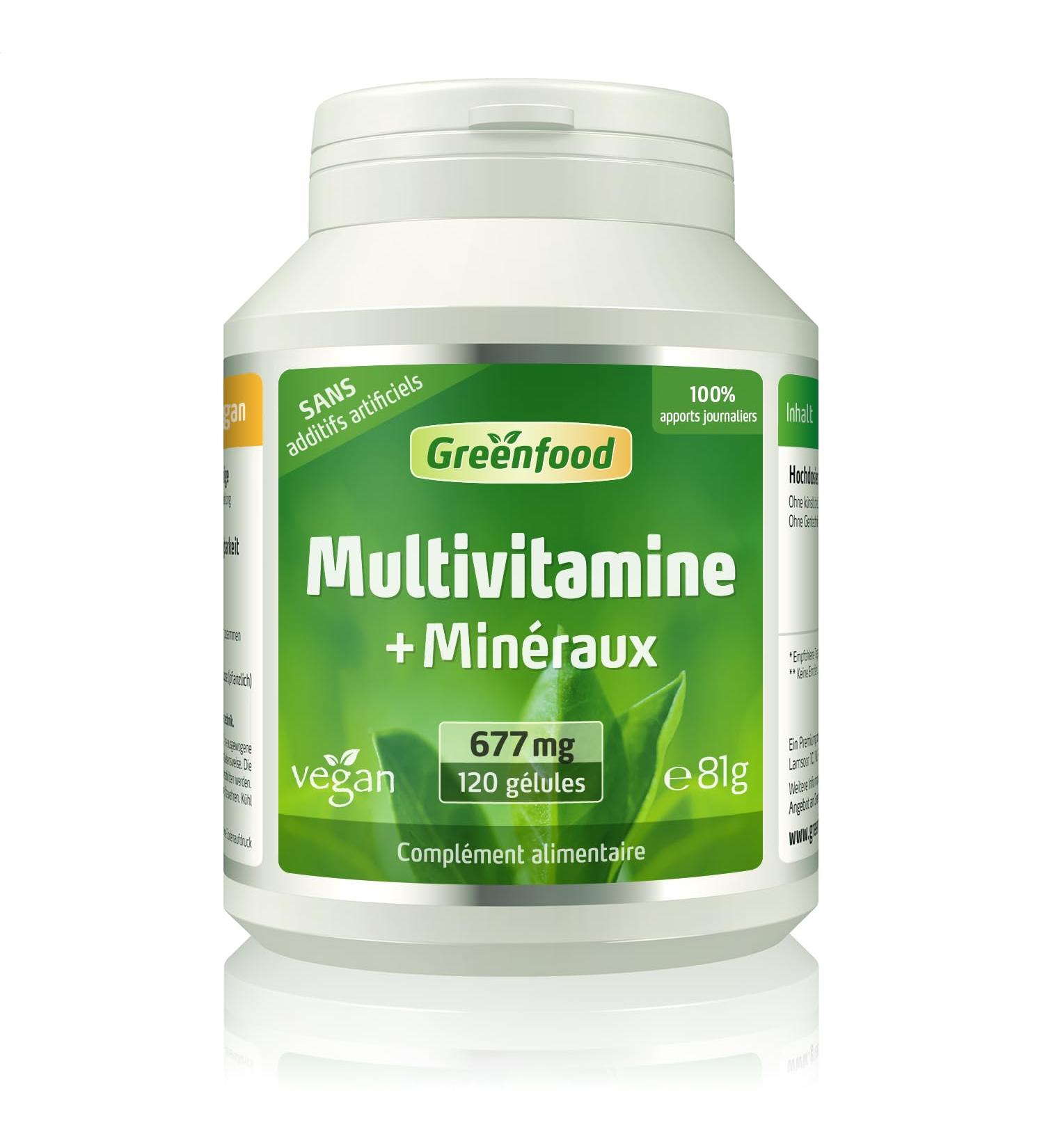 Greenfood Multivitamin + minerals 677 mg high doses all vitamins minerals and trace elements. With high bioavailability. No artificial additives. Vegan - Buy Online on GoSupps.com