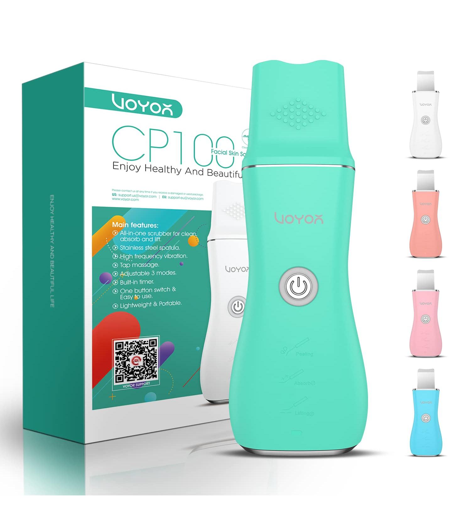 Voyor CP100 Ultrasound Peeling Device - Professional Wireless Skin Scrubber for Pore Cleaning & Gentle Facial Care - Waterproof & 3 Modes Green - Buy Online on GoSupps.com