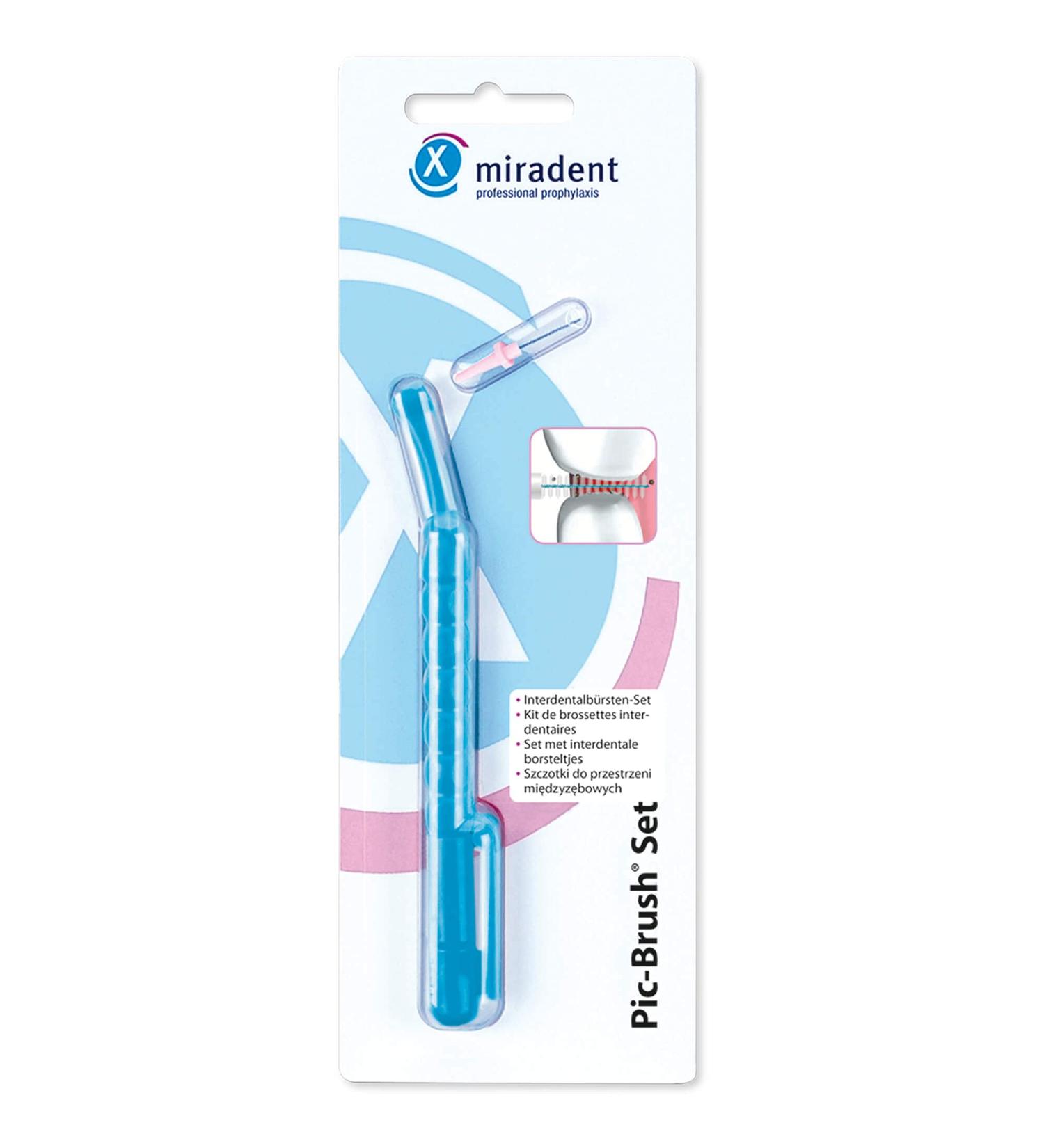 miradent Pic-Brush interdental brush - set of 1 - cleaning between teeth holder with brush for good oral hygiene