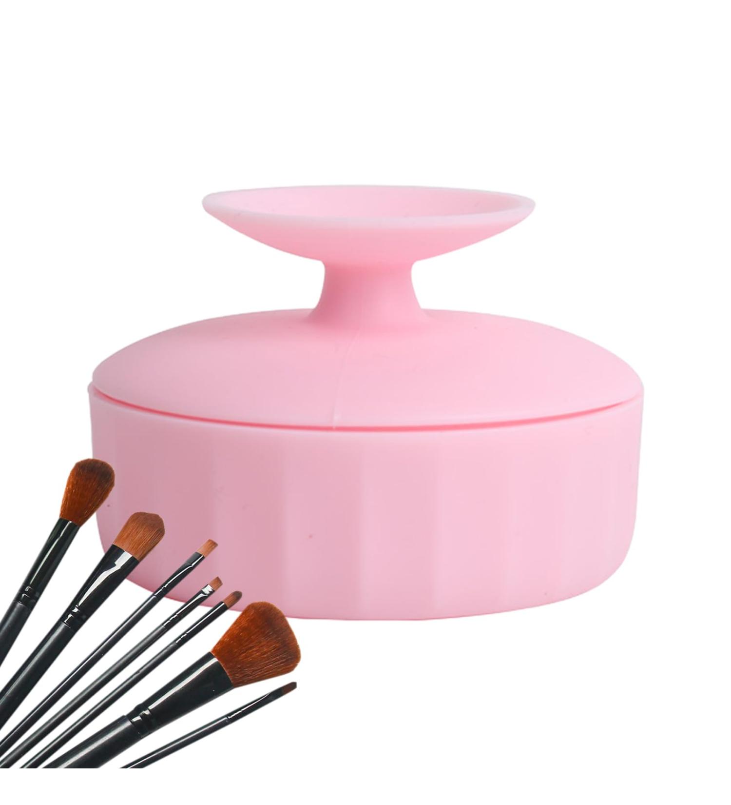 Wontool Makeup Brush Cleaning Mat | Silicone 4 in 1 Cleaning Bowl and Mat Portable Washing Tool Cosmetic Brush Cleaner for Easy Cleaning Pink - Buy Online on GoSupps.com
