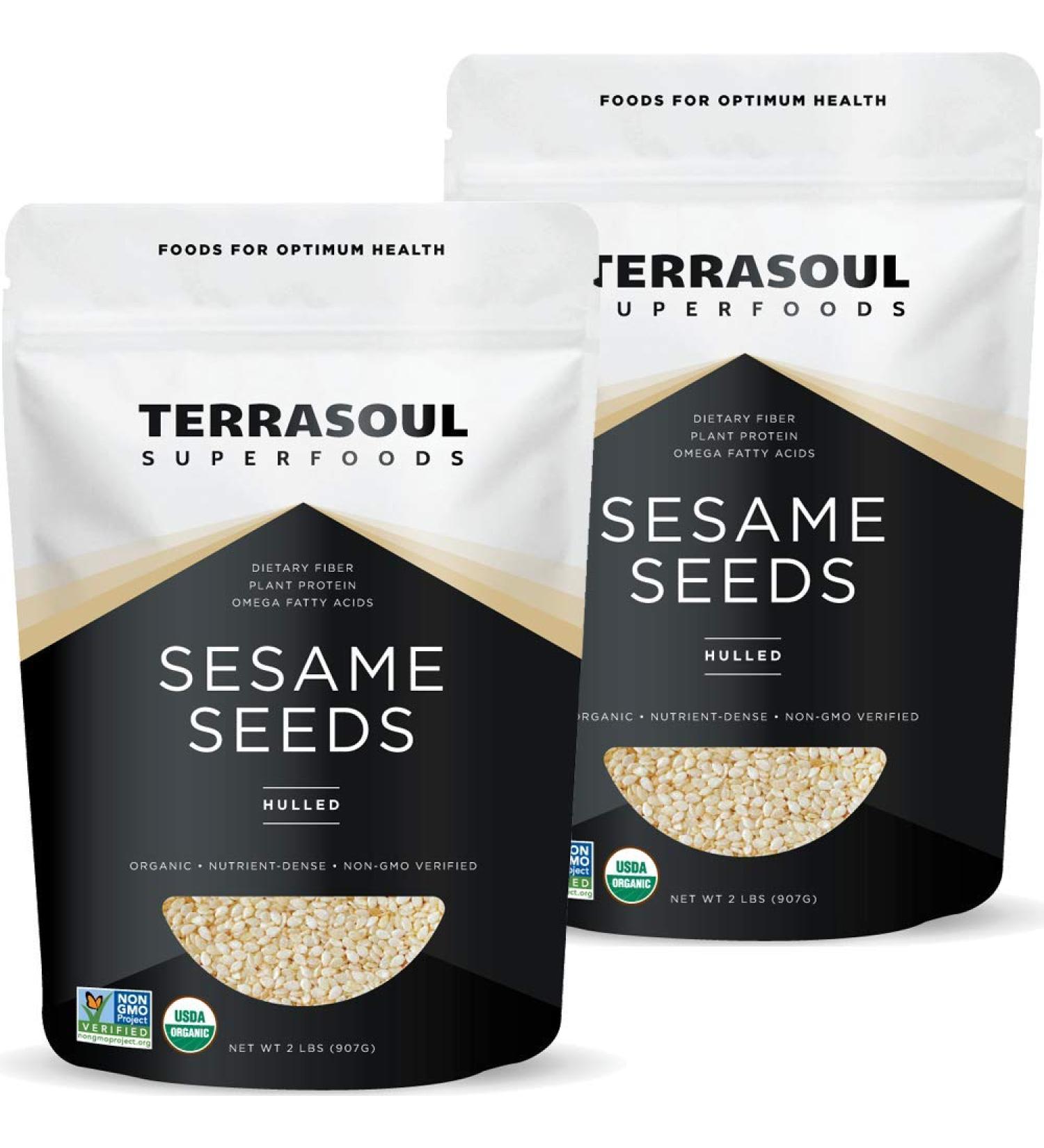 Terrasoul Superfoods Organic Hulled Sesame Seeds 4 Lbs (2 Pack) - Ideal for Tahini | Gluten-Free & Raw - Buy Online on GoSupps.com
