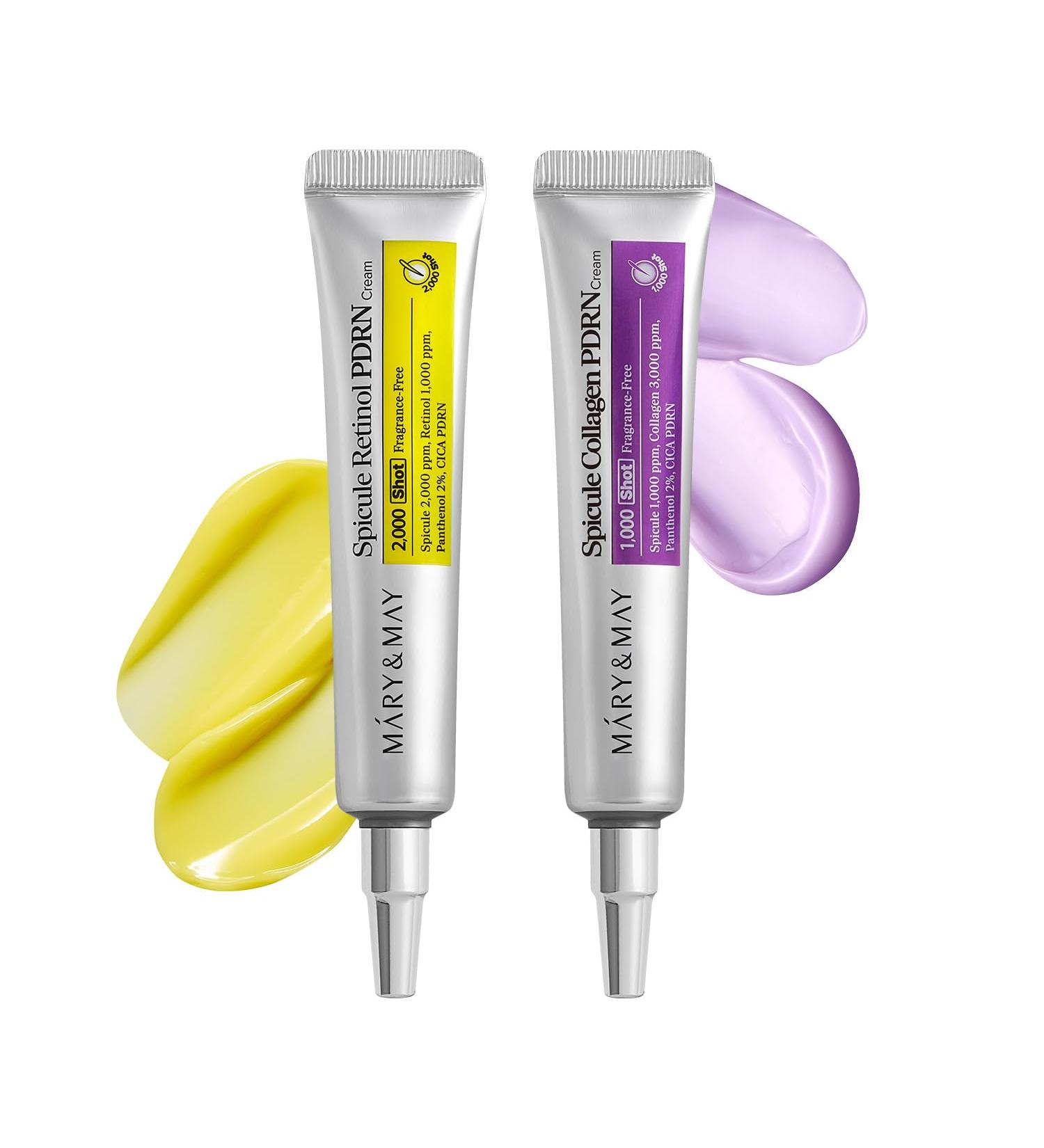 Mary&May Spicule Duo Set: Collagen & Retinol PDRN Cream | Anti-Aging Firming Plumping Pore Care | Korean Skincare | 2x15g - Buy Online on GoSupps.com