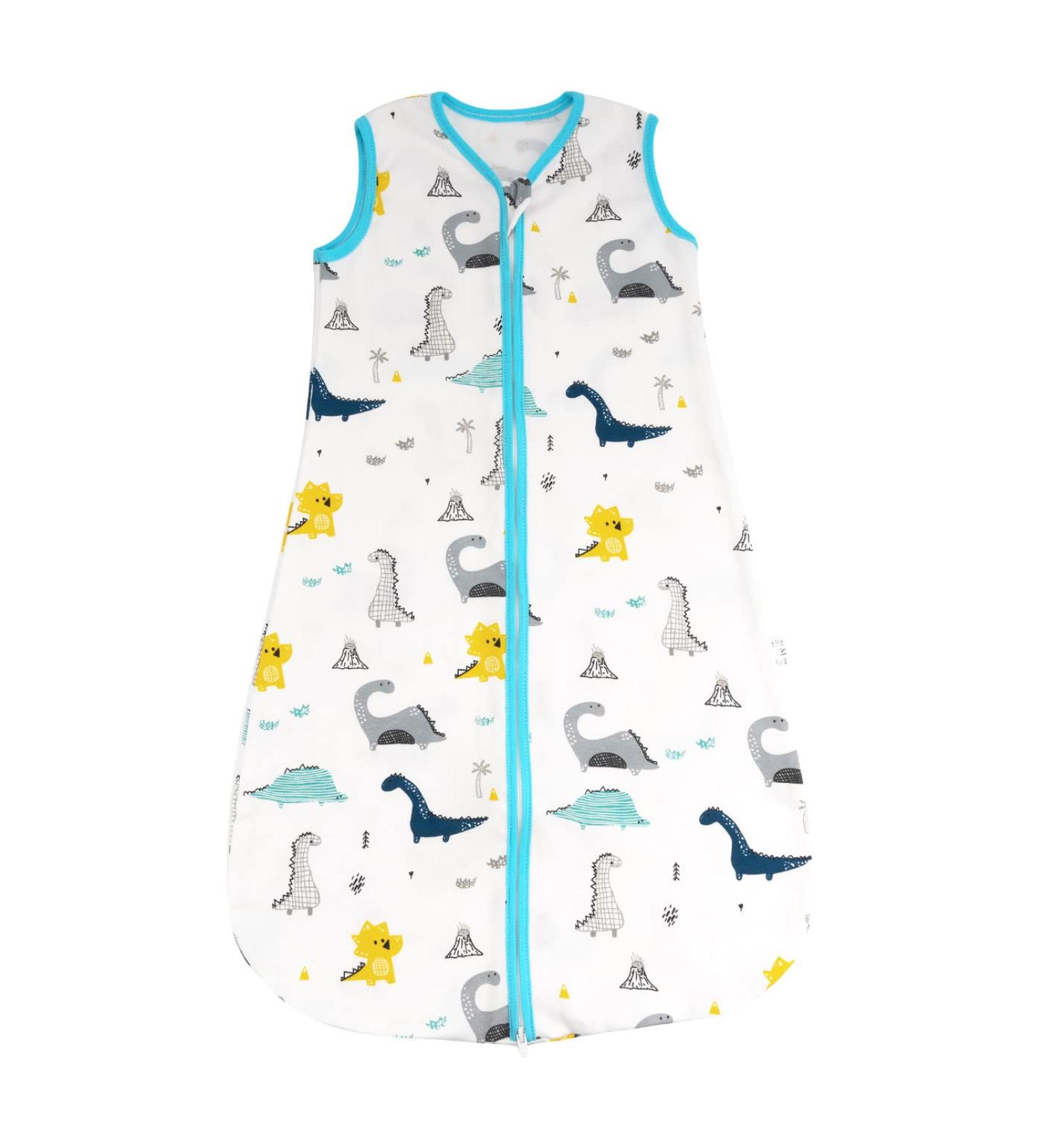 ZIGJOY 100% Cotton Sleeveless Baby Sleep Bag 1.0 Tog | Dinosaurs-2 Design | 2-Way Zipper | Newborn 8-12 Months - Buy Online on GoSupps.com