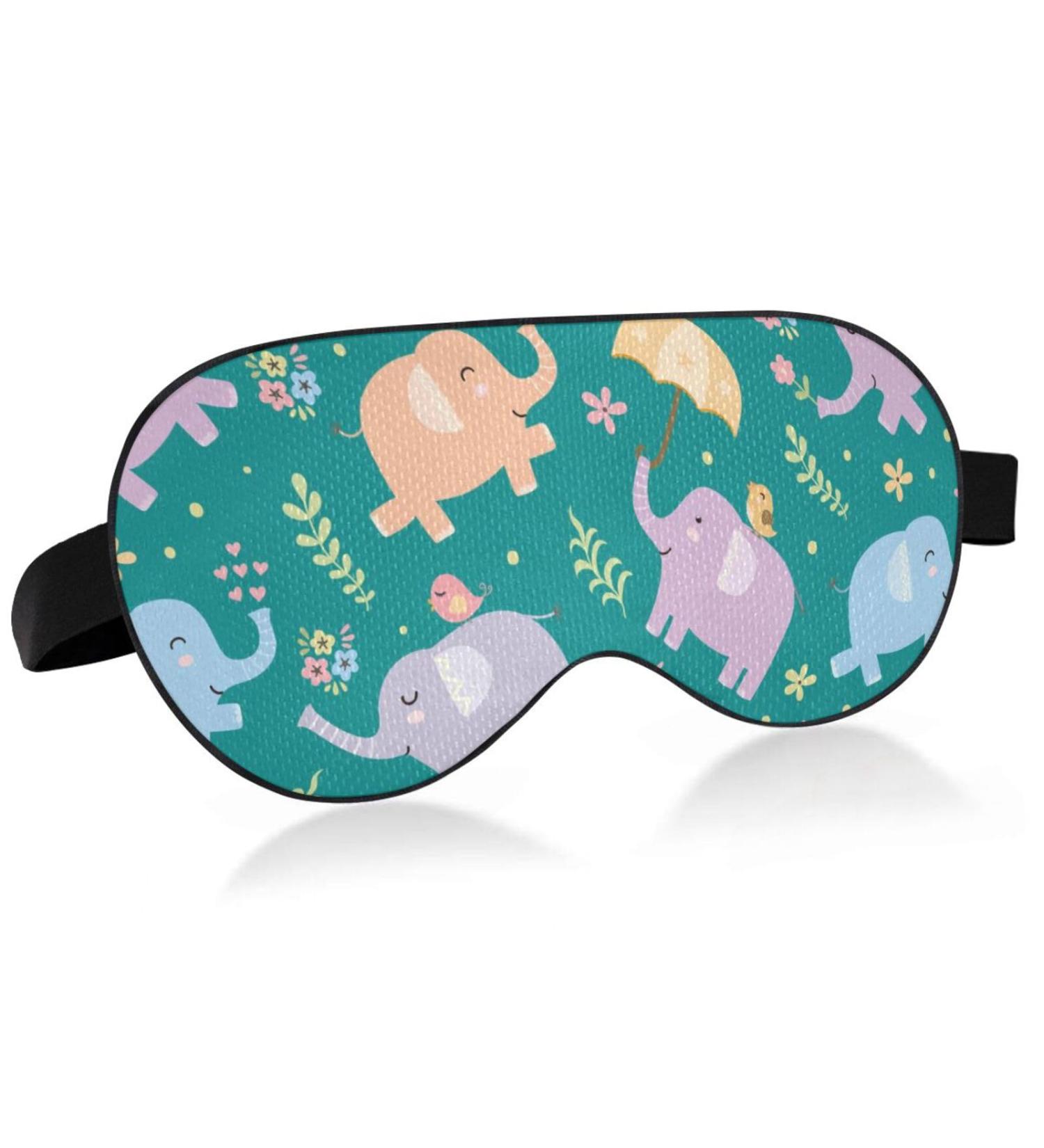 Adjustable Light Blocking Eye Mask for Men and Women | Ideal for Travel, Yoga, and Meditation | Comfortable and Breathable | Cartoon Elephant Design - Buy Online on GoSupps.com