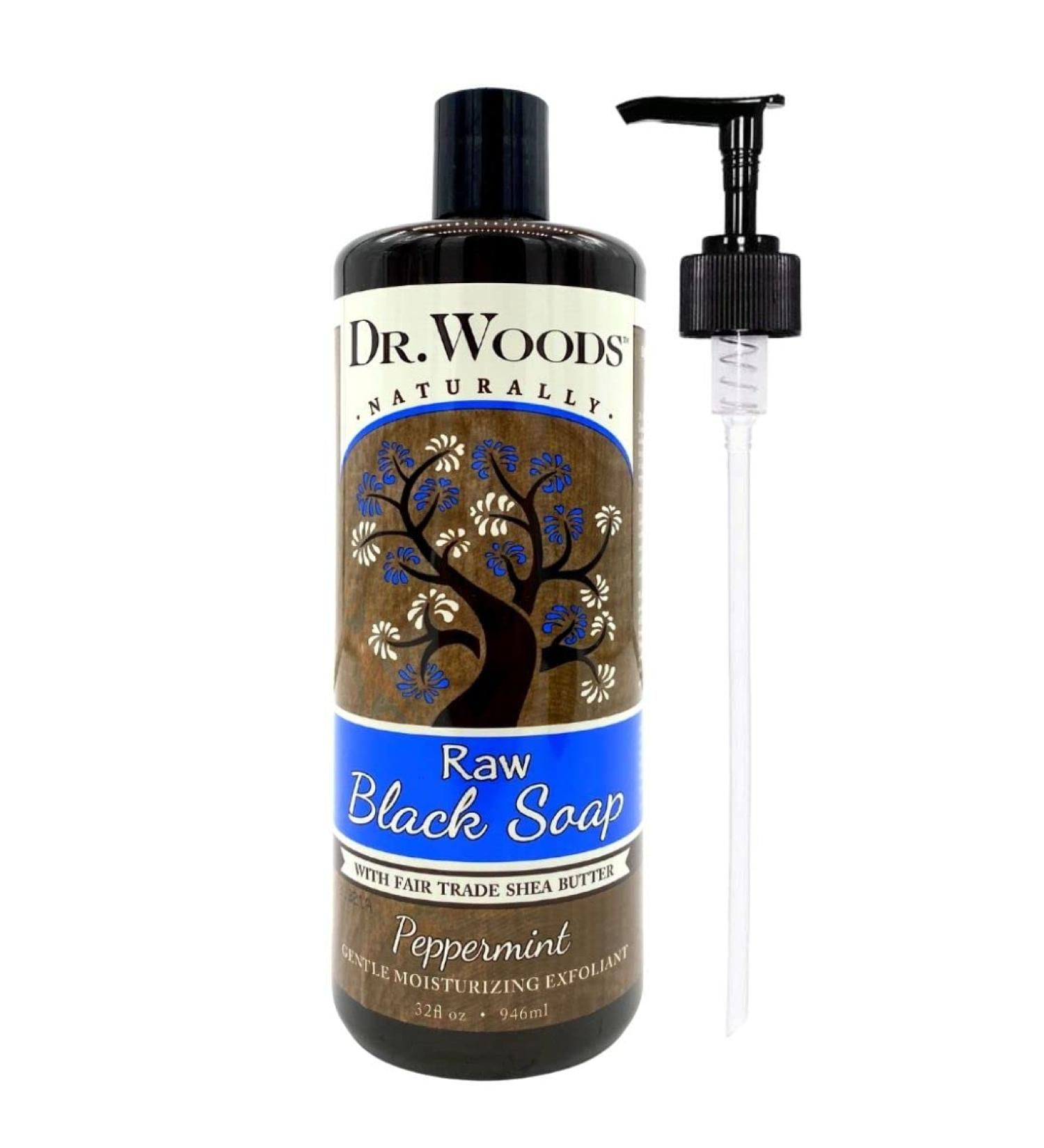 Dr. Woods Raw Black Peppermint Soap with Organic Shea Butter - 32oz | Nourish & Refresh | International Shipping Available - Buy Online on GoSupps.com