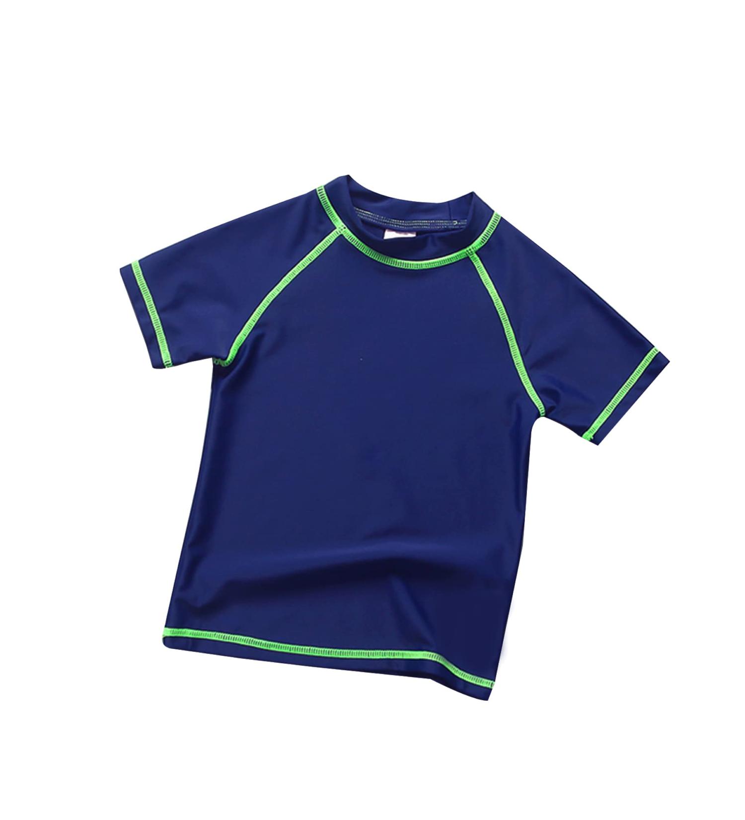 Buy UV Protection Swim Shirt for Kids 6-12 Years | UPF 50+ Short Sleeve Boys Swim Shirt in Navy Blue - Buy Online on GoSupps.com