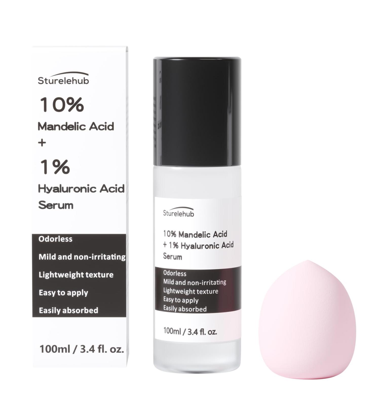 Mandelic Acid 10% + Hyaluronic Acid Serum 100ml - Gentle Exfoliation & Hydration for Radiant Skin - Buy Online on GoSupps.com