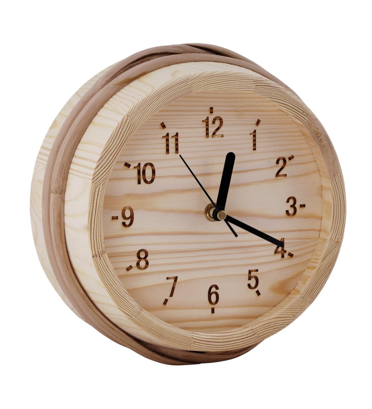 Well Solutions Exclusive sauna clock made of softwood in bucket look Design for the sauna anteroom