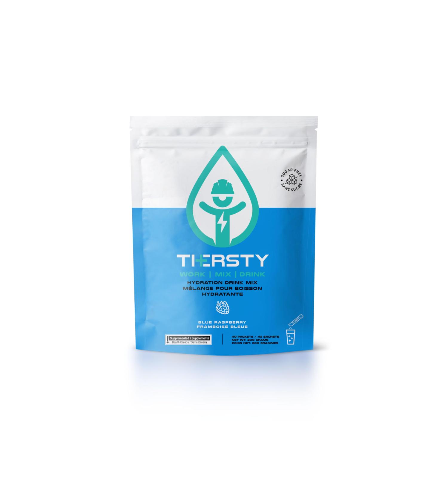 Thersty Electrolyte Powder ZERO Sugar Electrolyte Packets Designed for Rapid Hydration All Natural Ingredients and Trusted by the World s most Demanding Insustries 40 Servings - Blue Raspberry - Buy Online on GoSupps.com