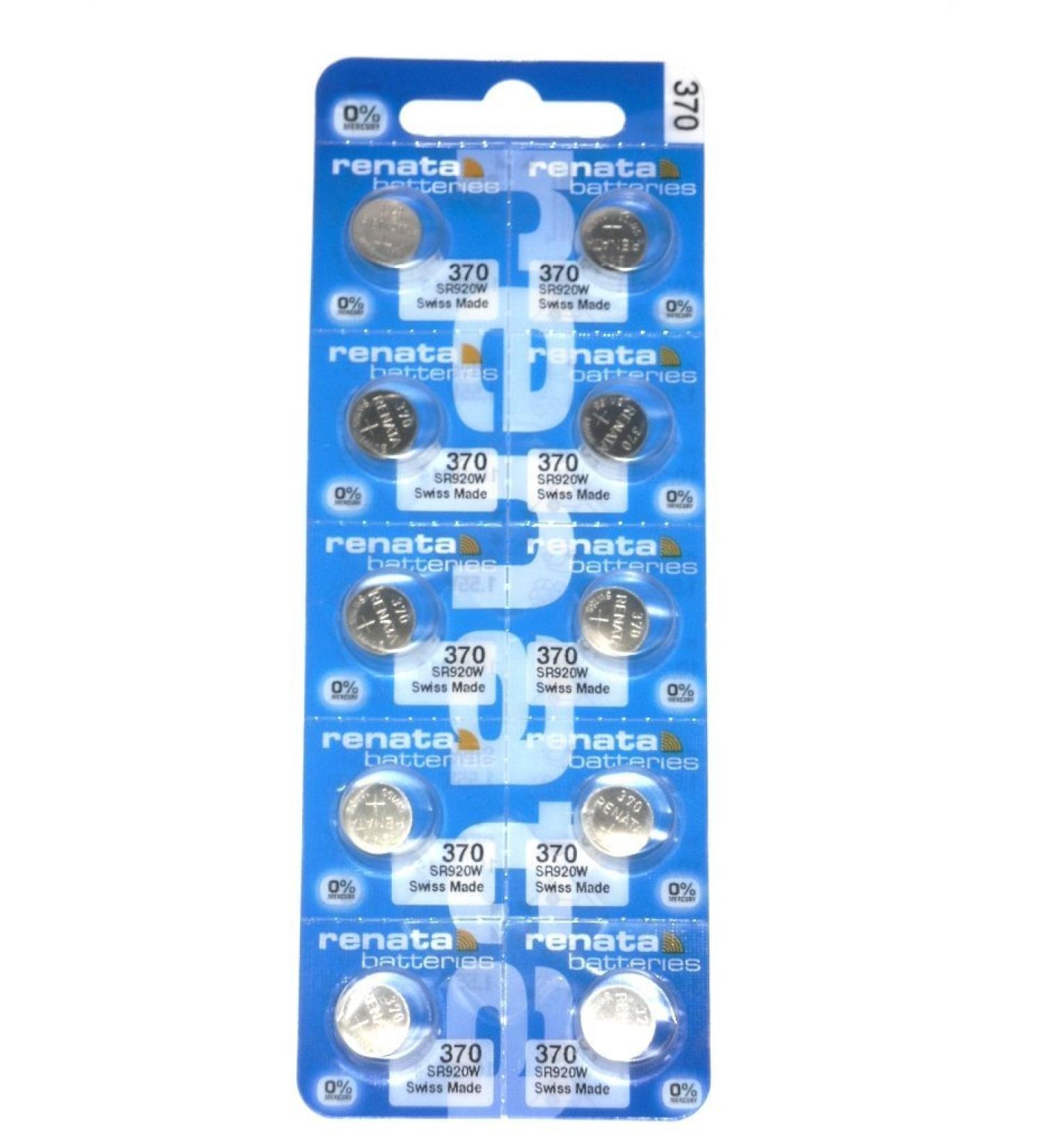 Renata Battery 370 (SR920W) Silver Oxide 1.55V (10 Batteries)