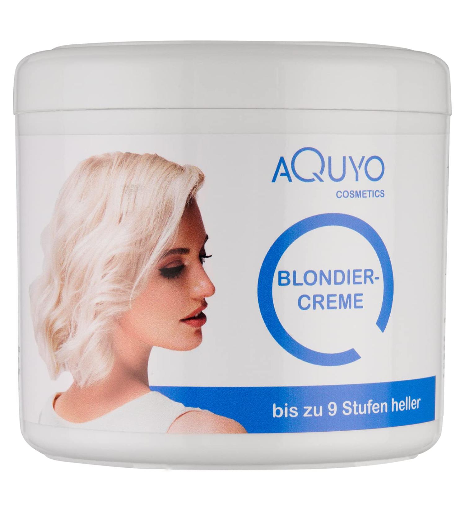  AQUYO Cosmetics Blonde Cream for Blonding or Lightening Hair 500g Blonding up to 9 Levels Brighter Whitening Nourishes Chemically Damaged Hair and Removes Yellowing - Buy Online on GoSupps.com