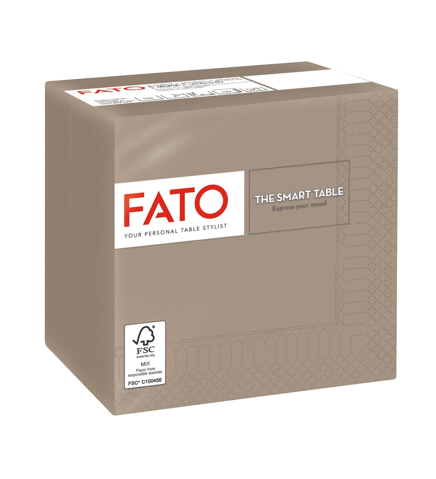 FATO Disposable Paper Napkins - 100 Pack 2-Layer 24x24 cm - Ideal for Cocktails & Aperitifs - FSC Certified Gate Pigeon Color - Buy Online on GoSupps.com