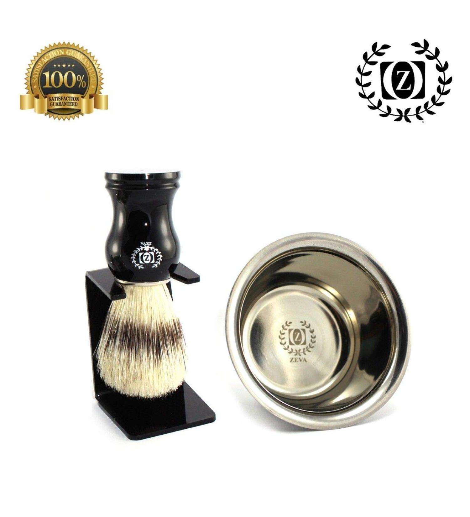 Handmade 3 PC Men's Shaving Set - High Grade Shaving Brush Cup & Stand | International Shipping Available - Buy Online on GoSupps.com