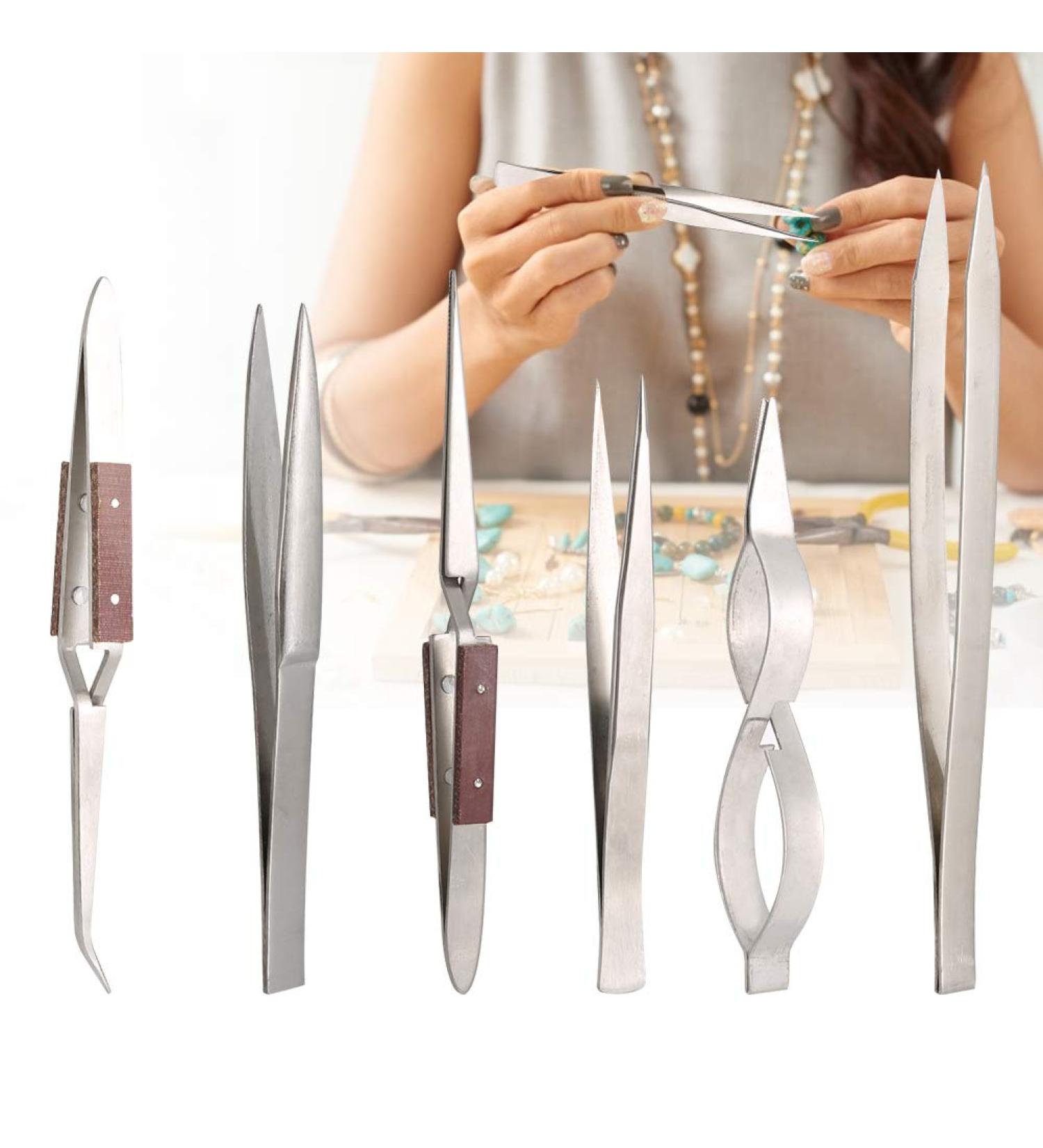 6-Piece Jewelry Tweezers Set - Self-Retardant Rust-Resistant & Wear-Resistant Tools for Jewelry Making - Buy Online on GoSupps.com