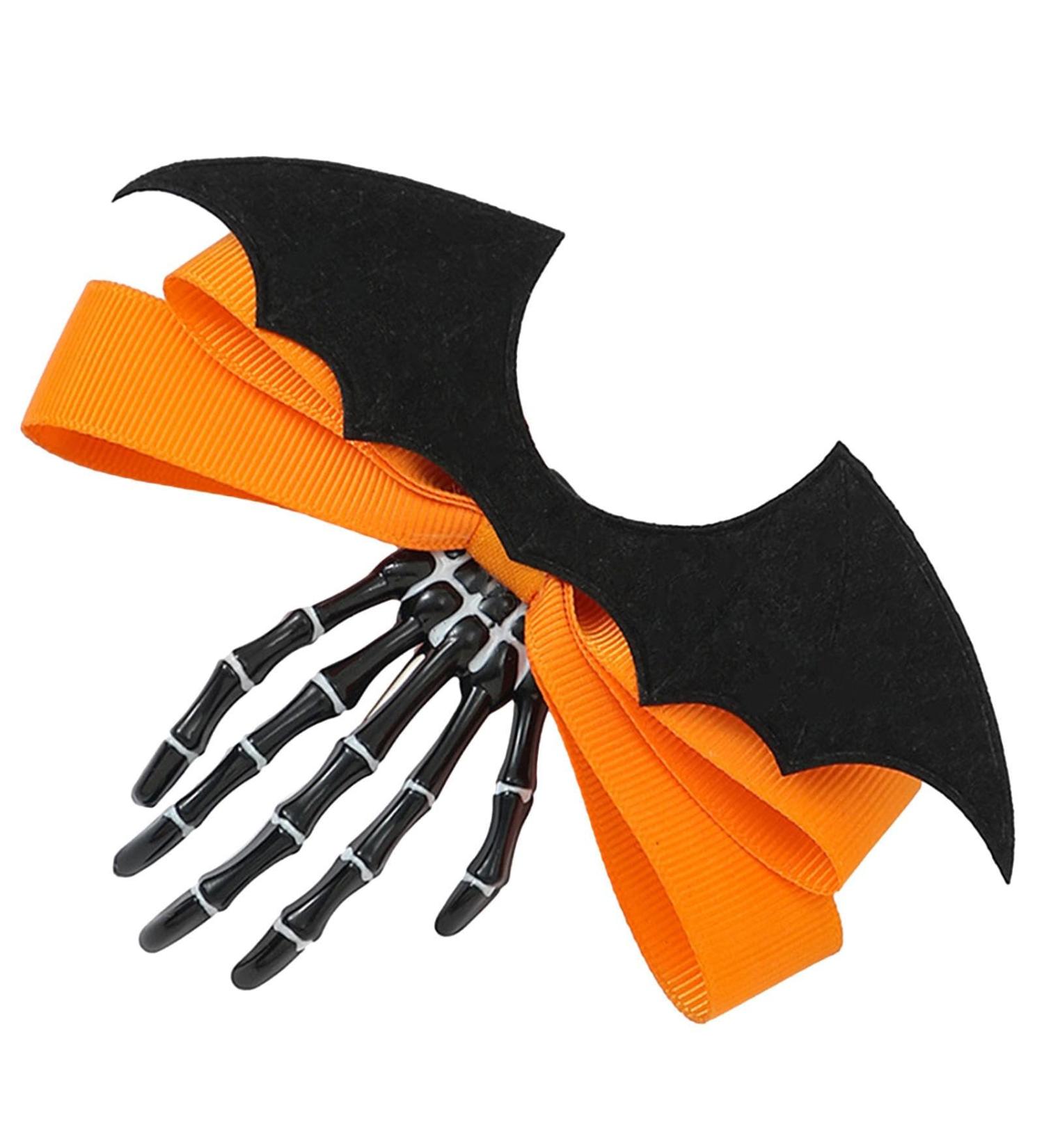 Skull Bow Hairpin | Halloween Goth Hair Clip Portable Claws Skull Hand Hair Clip Hairpin for Women Children Icefei Black-1 Pc - Buy Online on GoSupps.com