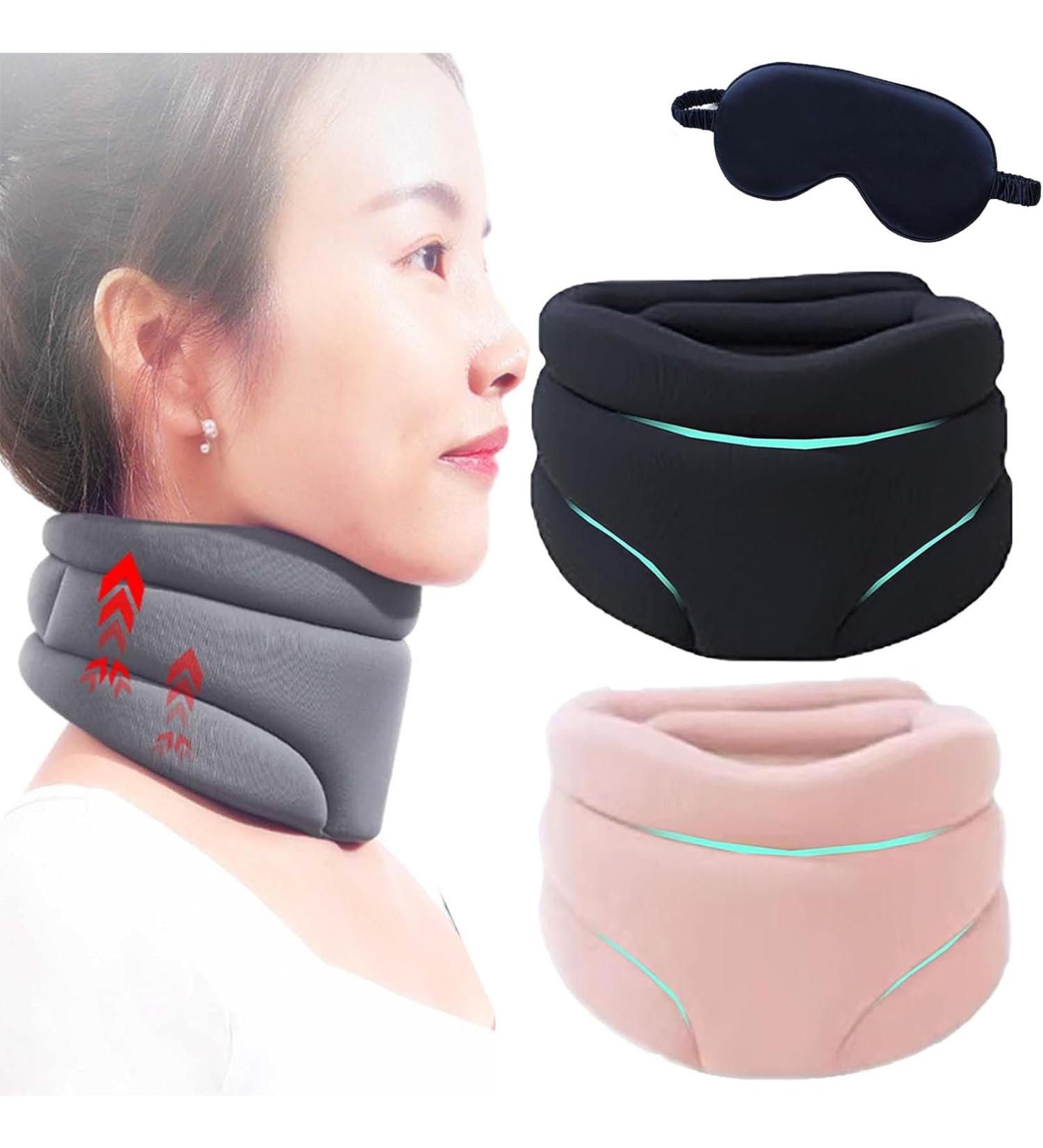 Slumberzen Snoring Solution & Cervicorrect Neck Brace - Soft Collar for Pain Relief & Sleep Support (Black-Pink) | International Shipping Available - Buy Online on GoSupps.com