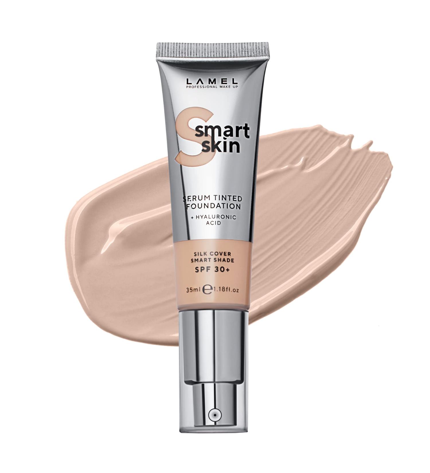 LAMEL Smartskin Serum Tinted Foundation SPF 30 - Hydrating & Nourishing with Hyaluronic Acid - Hypoallergenic & Color Correcting - Anti-Aging Formula - 18 fl.oz. Beige - Buy Online on GoSupps.com