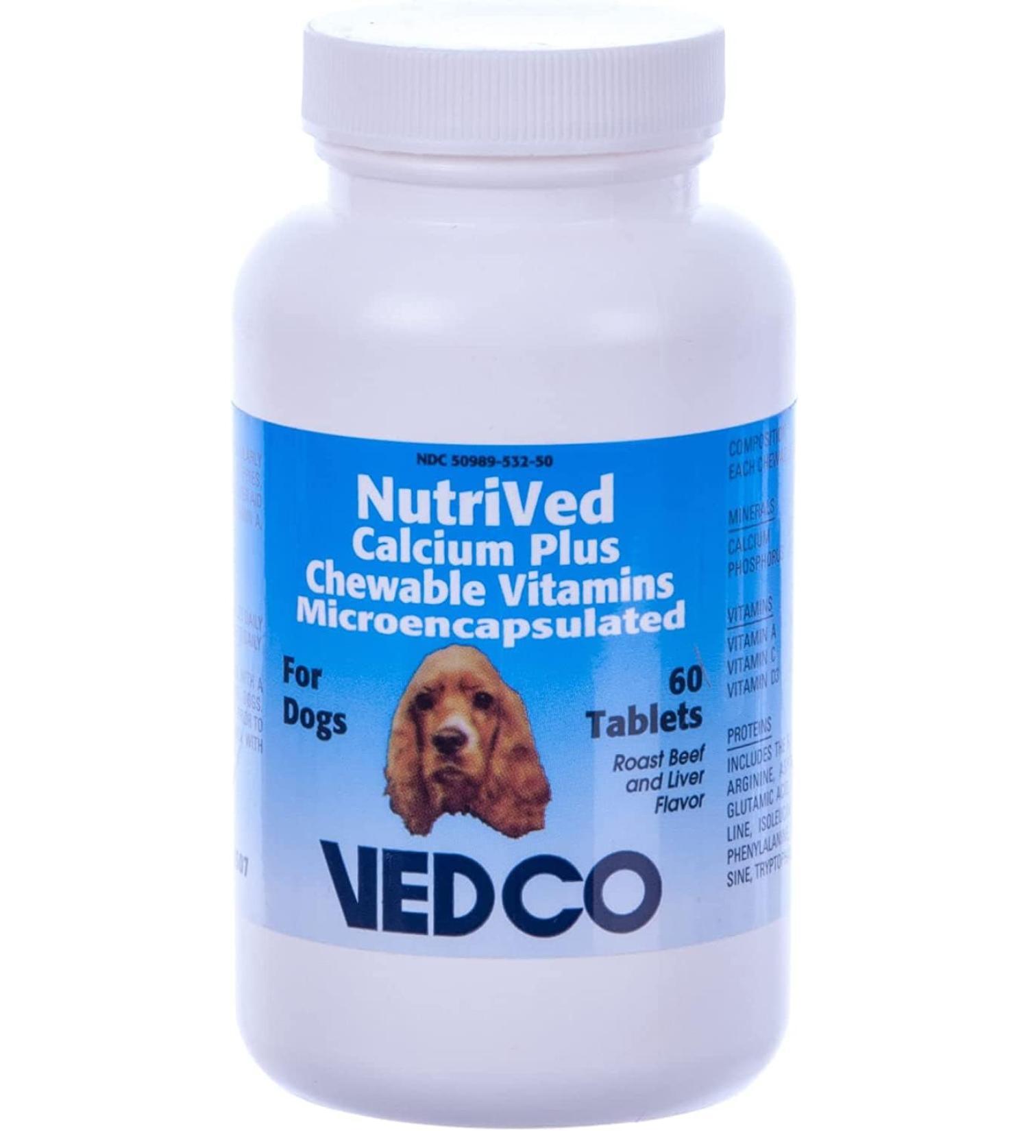 NutriVed Calcium Plus Chewable Tablets for Dogs (60 Count) - Buy Online on GoSupps.com