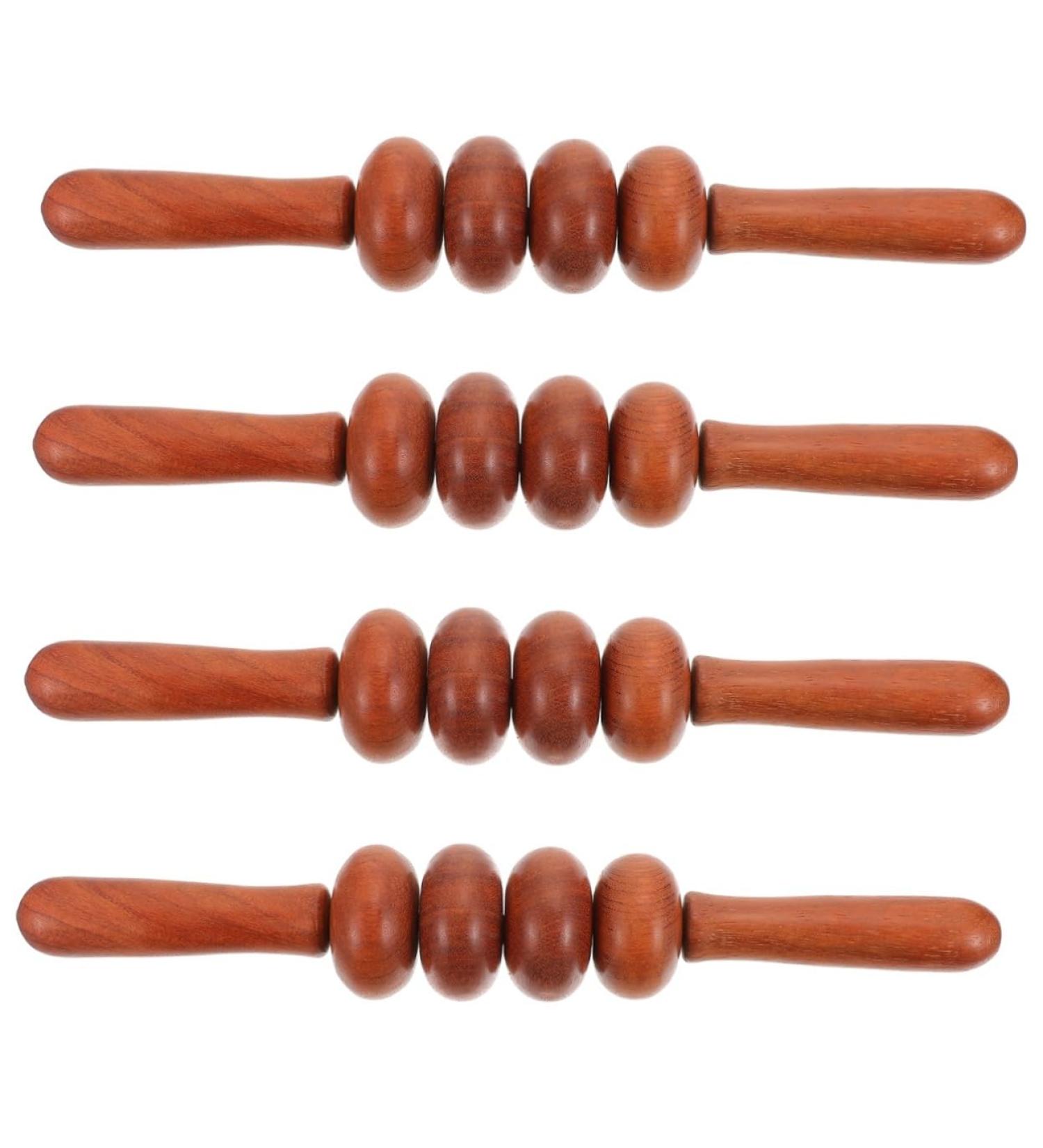 Minkissy Four-Wheel Wooden Massager - Handheld Roller for Body Relaxation & Fitness | Rosewood Massage Device for Legs & Lower Back - Buy Online on GoSupps.com