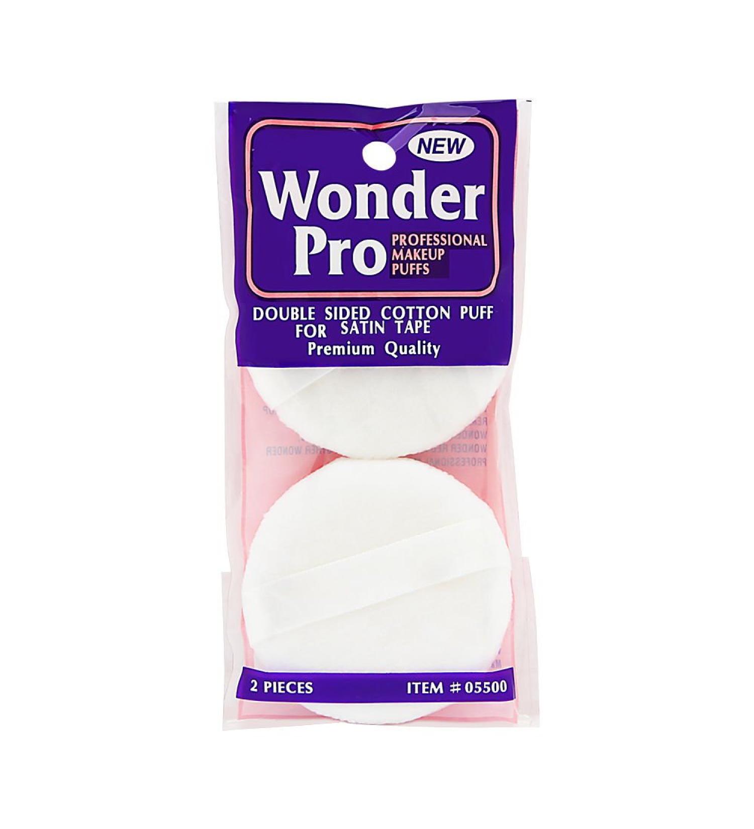Wonder Pro Double Sided Cotton Puff With Satin Tape - 2 Pieces