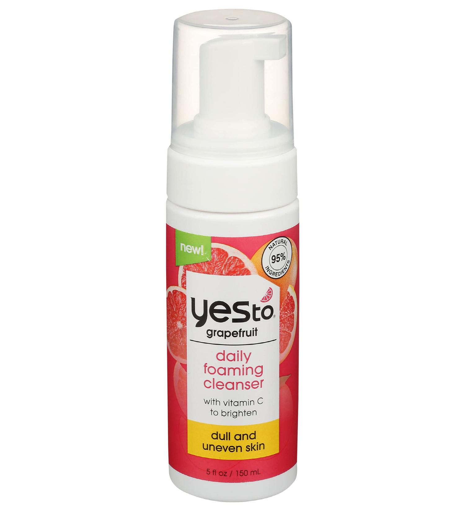 Yes To Grapefruit Daily Foaming Cleanser | Brightening Face Wash - Vegan Natural & Cruelty-Free Skin Care for a Glowing Complexion - 4 Fl Oz - Buy Online on GoSupps.com