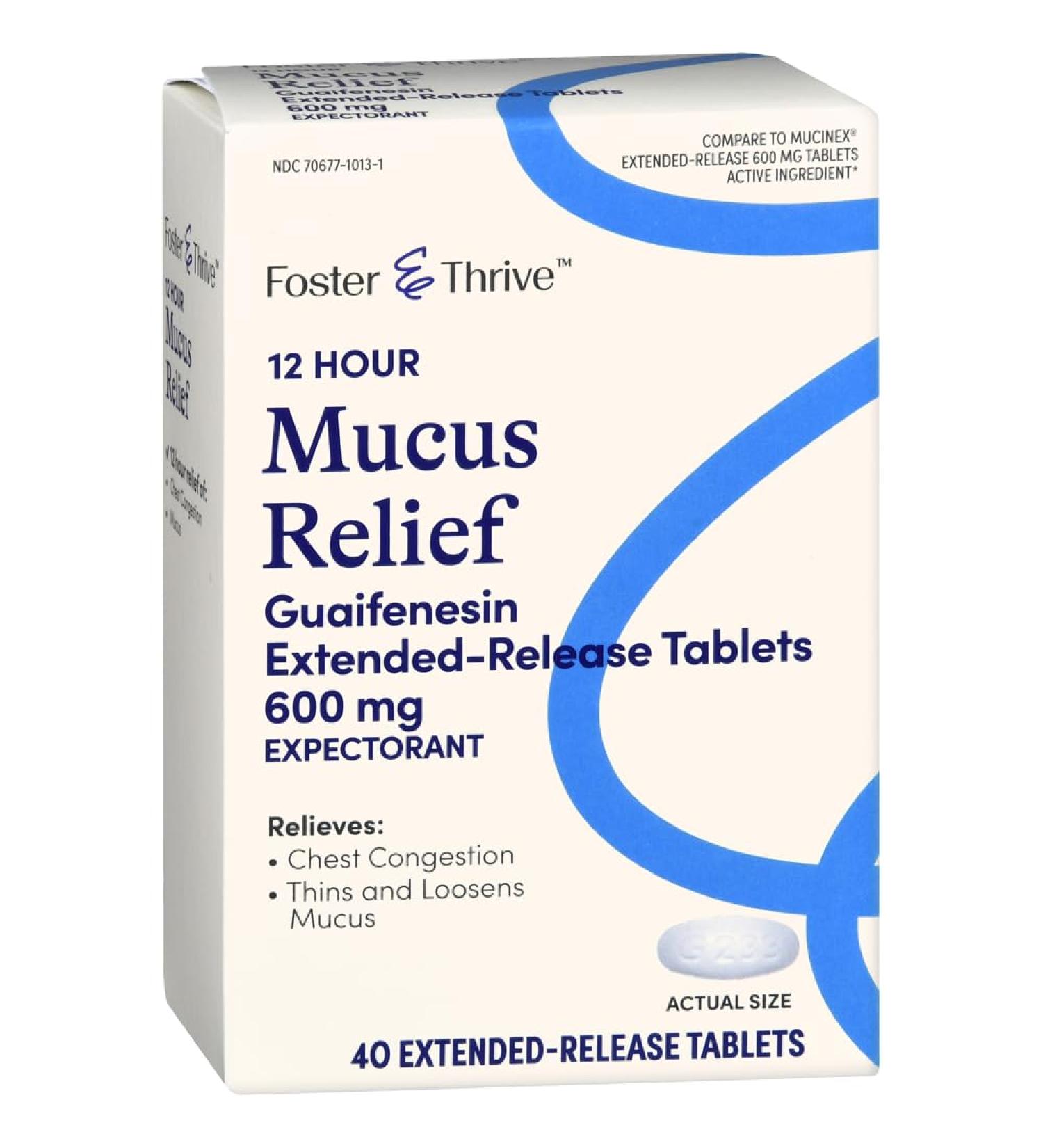Foster & Thrive Chest Congestion Relief - 600 mg Guaifenesin Extended Release Tablets | Compare to Mucinex 12 Hour | 40 Count for International Shipping - Buy Online on GoSupps.com
