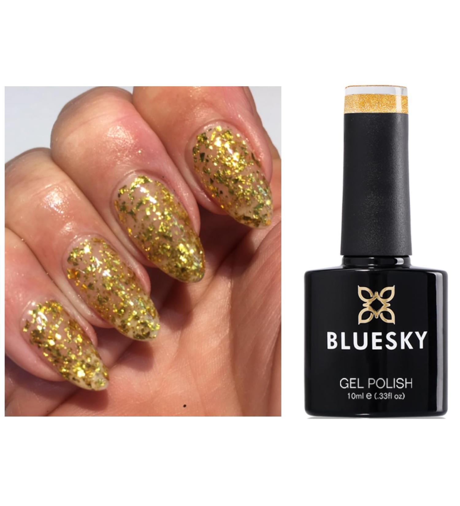 Bluesky Brilliant Gold Yellow Glitter Nail Gel Polish UV LED Soak Off 10ml