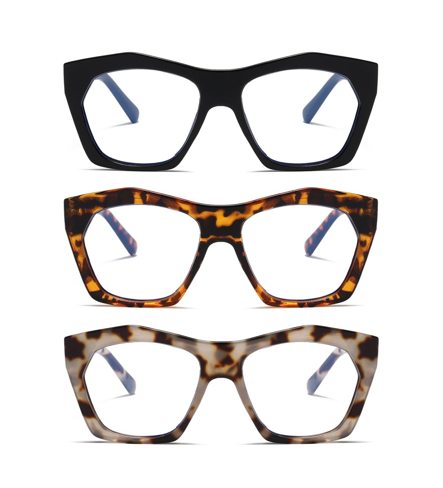 Viseng 3 Pack Oversized Frame Women s Blue Light Blocking Reading Glasses - Stylish Computer Readers in Black Leopard & Grey Leopard (3.0 Diopters - Buy Online on GoSupps.com
