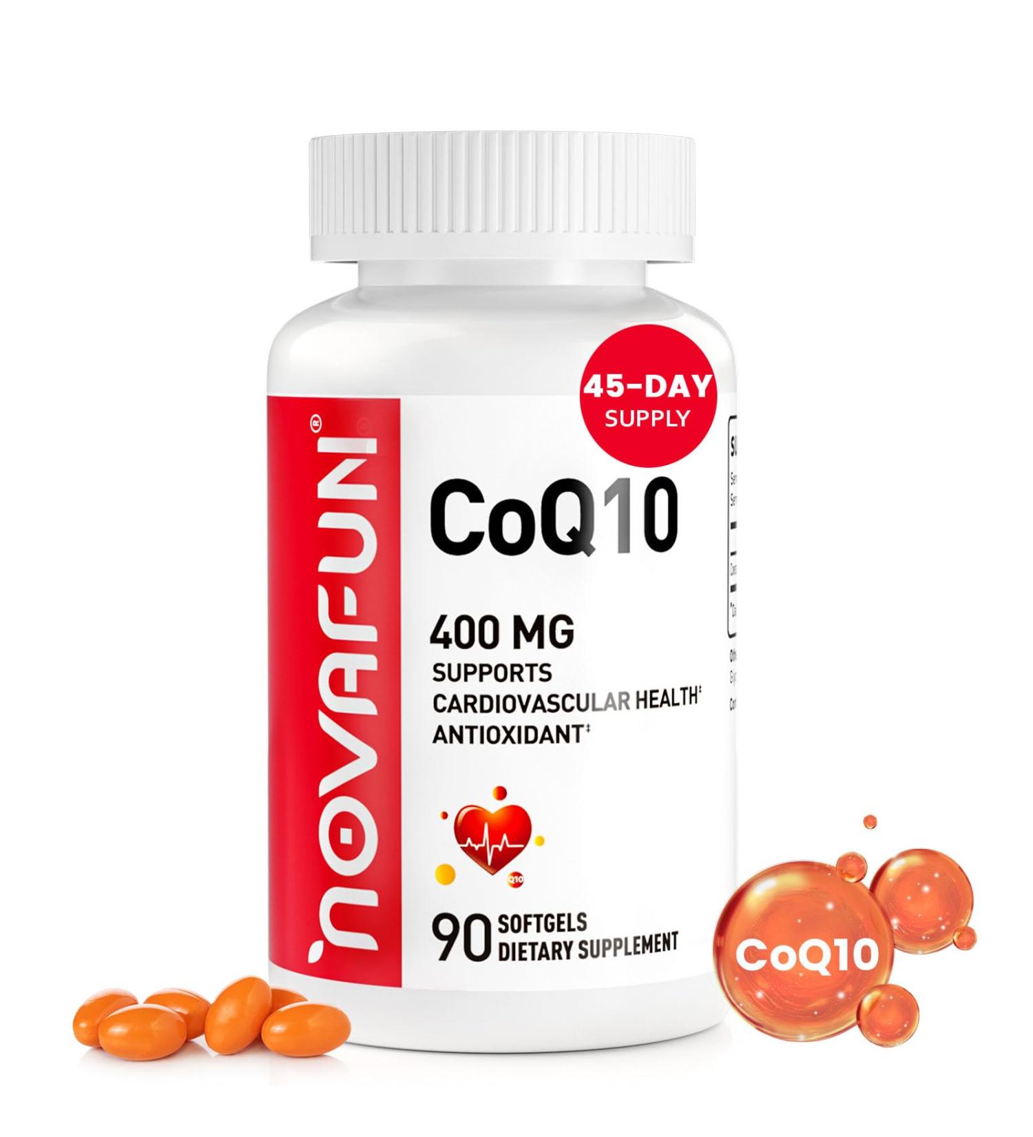 Novafun CoQ10-400mg-Softgels with Coconut MCT Oil High Absorption Coenzyme Q10 Supplement for Heart Health & Energy Production 90 Count 45 Day Supply - Buy Online on GoSupps.com