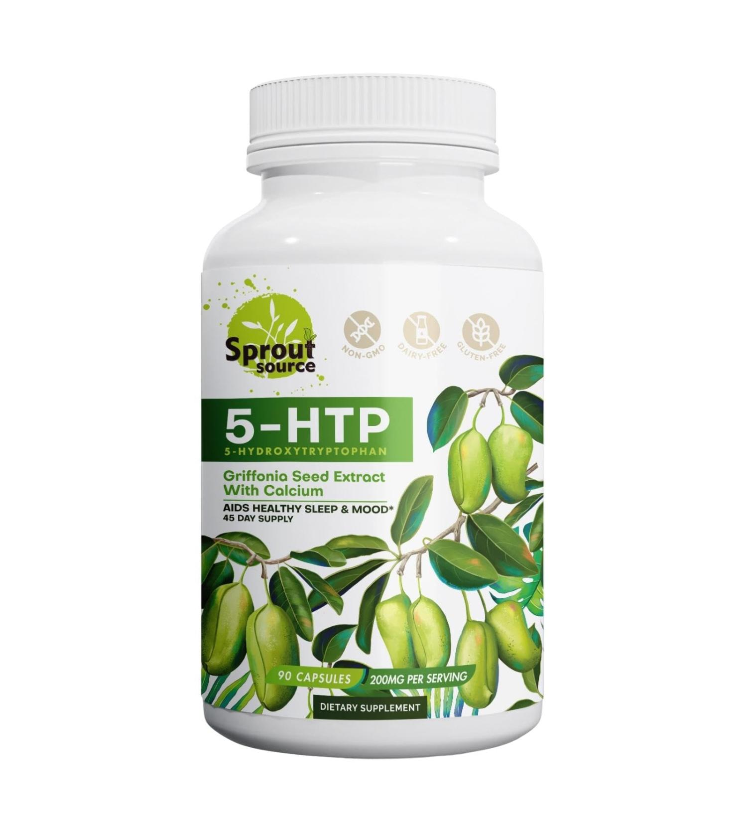 5-HTP Supplement 200mg - Natural Sleep Aid & Mood Support | Non-GMO Gluten-Free | 90 Capsules - Buy Online on GoSupps.com