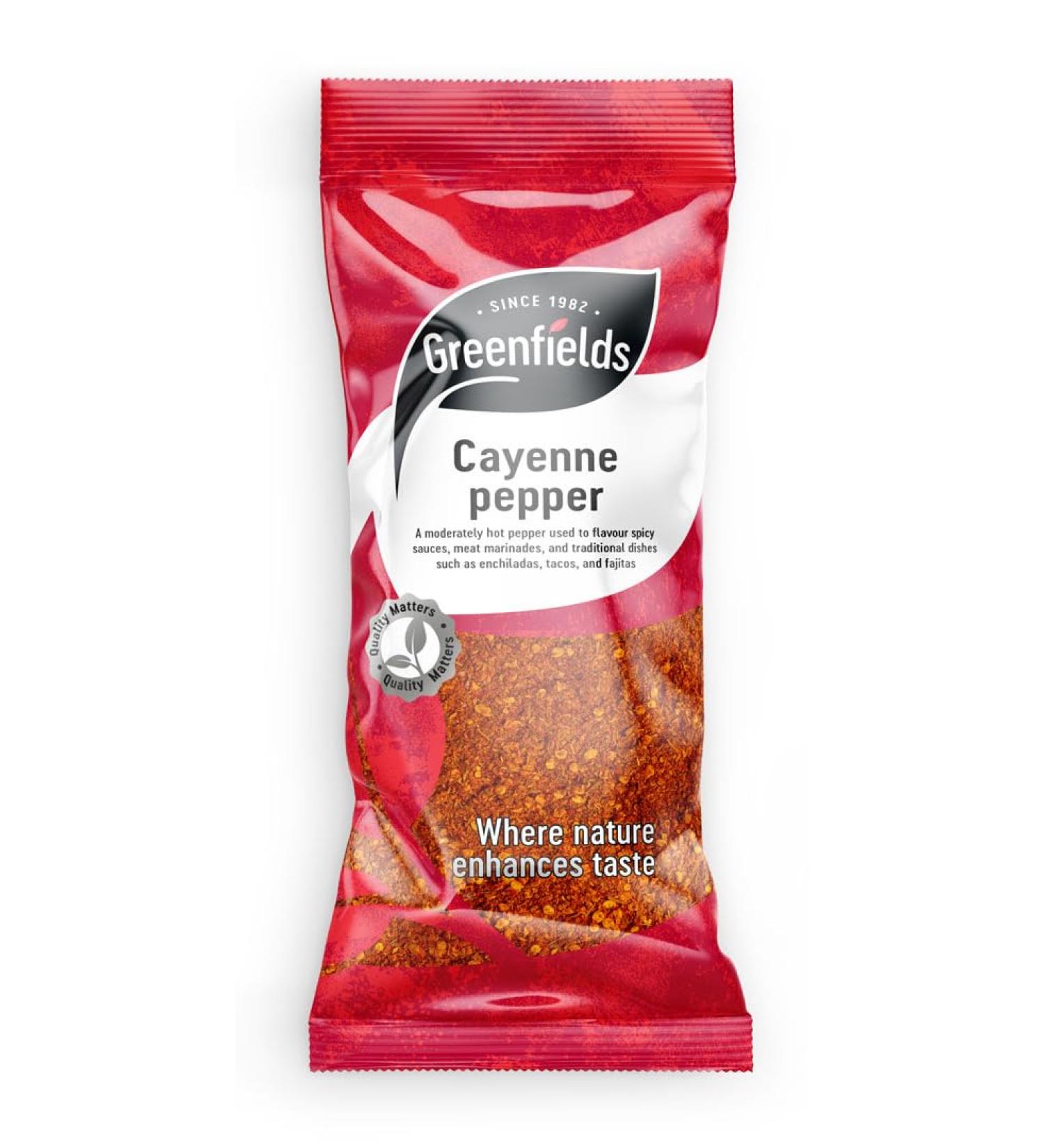 SINCE 1982 . GREENFIELDS Greenfields Pepper de Cayenne Good Heat 75g Bag