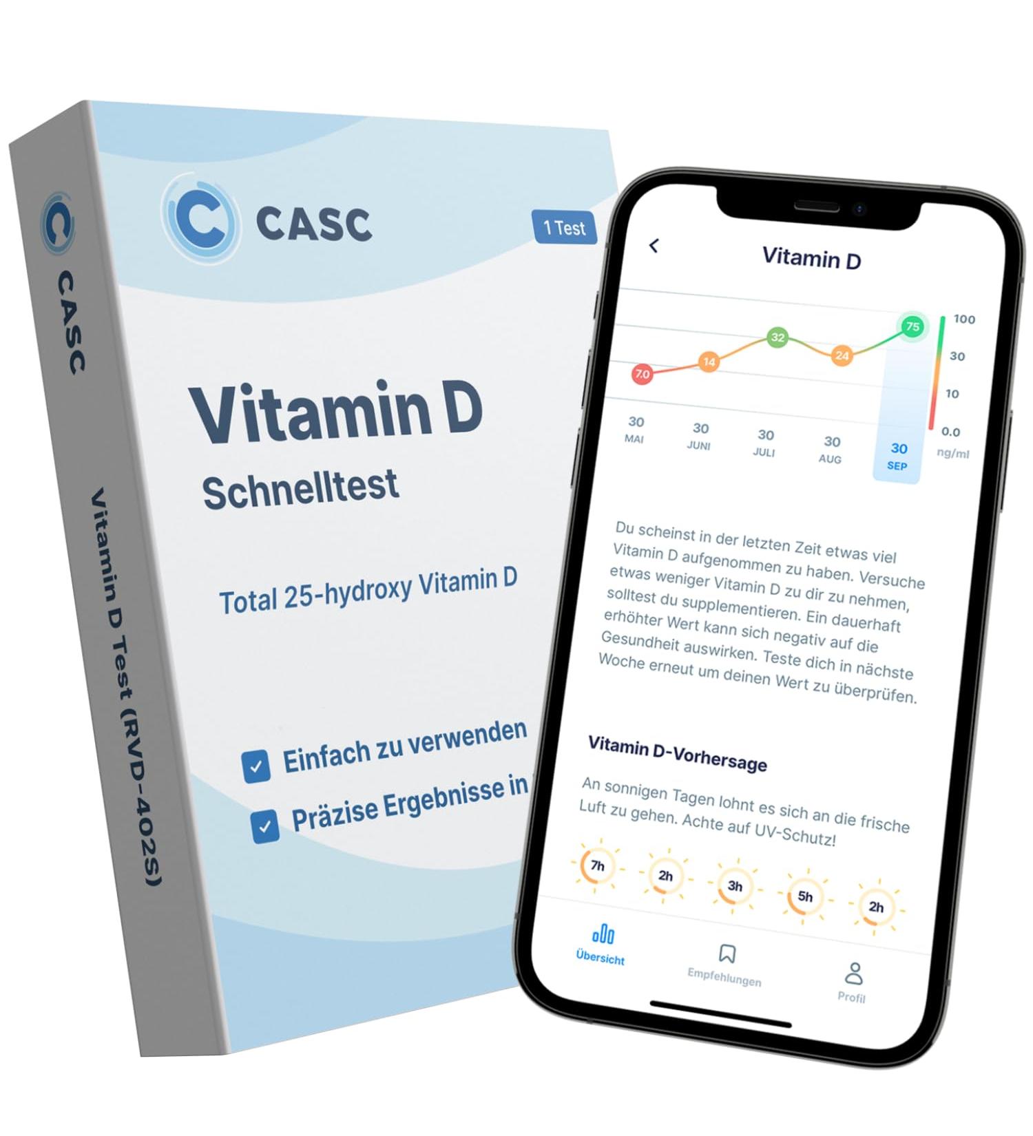 CASC Vitamin D Test | Home Testing Kit with App | Fast 15-Minute Results | Identify Deficiency & Get Personalized Recommendations - Buy Online on GoSupps.com