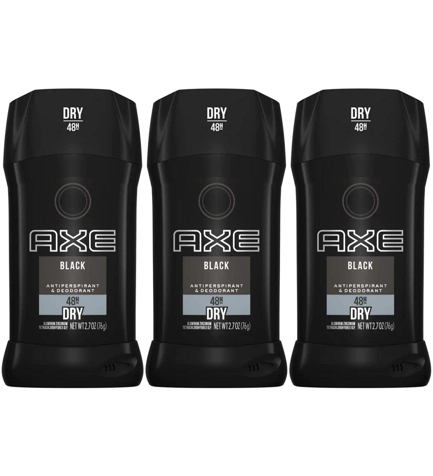 Axe Black Antiperspirant Deodorants Stick 2.7 Ounce (Pack of 3)