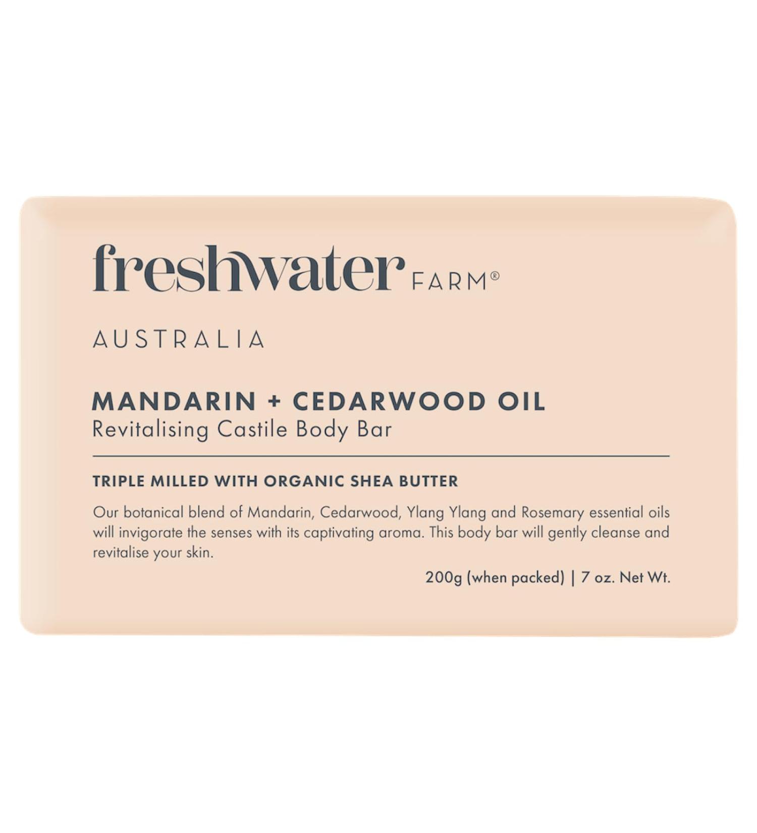 Revitalising Castile Body Bar - Mandarin & Cedarwood | Natural Triple-Milled Soap with Organic Shea Butter - Buy Online on GoSupps.com