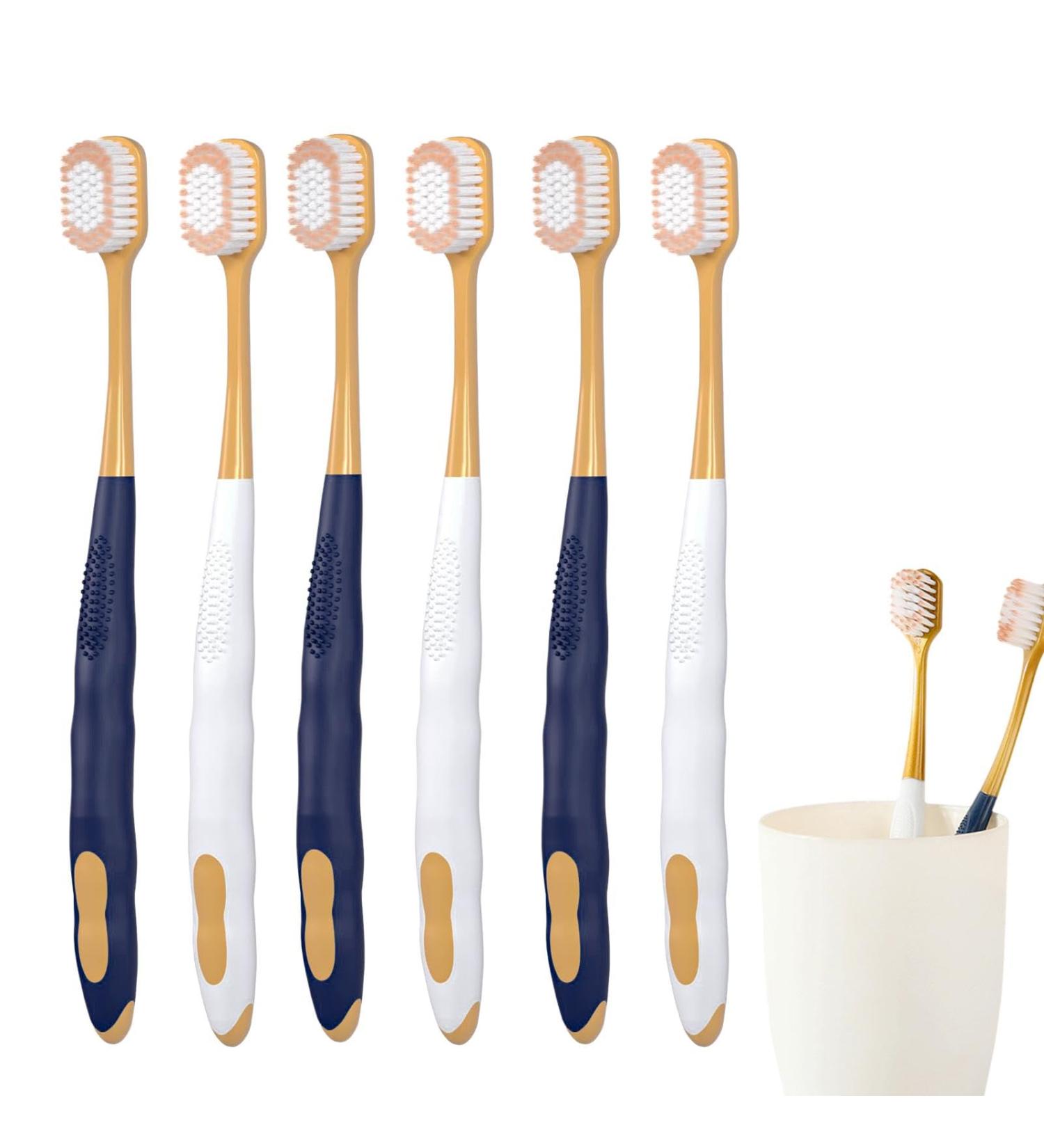 Extra Soft Toothbrush Set | Six-Pack Ultra Soft Toothbrushes for Gum Health | Wide Head Design for Adults - Buy Online on GoSupps.com