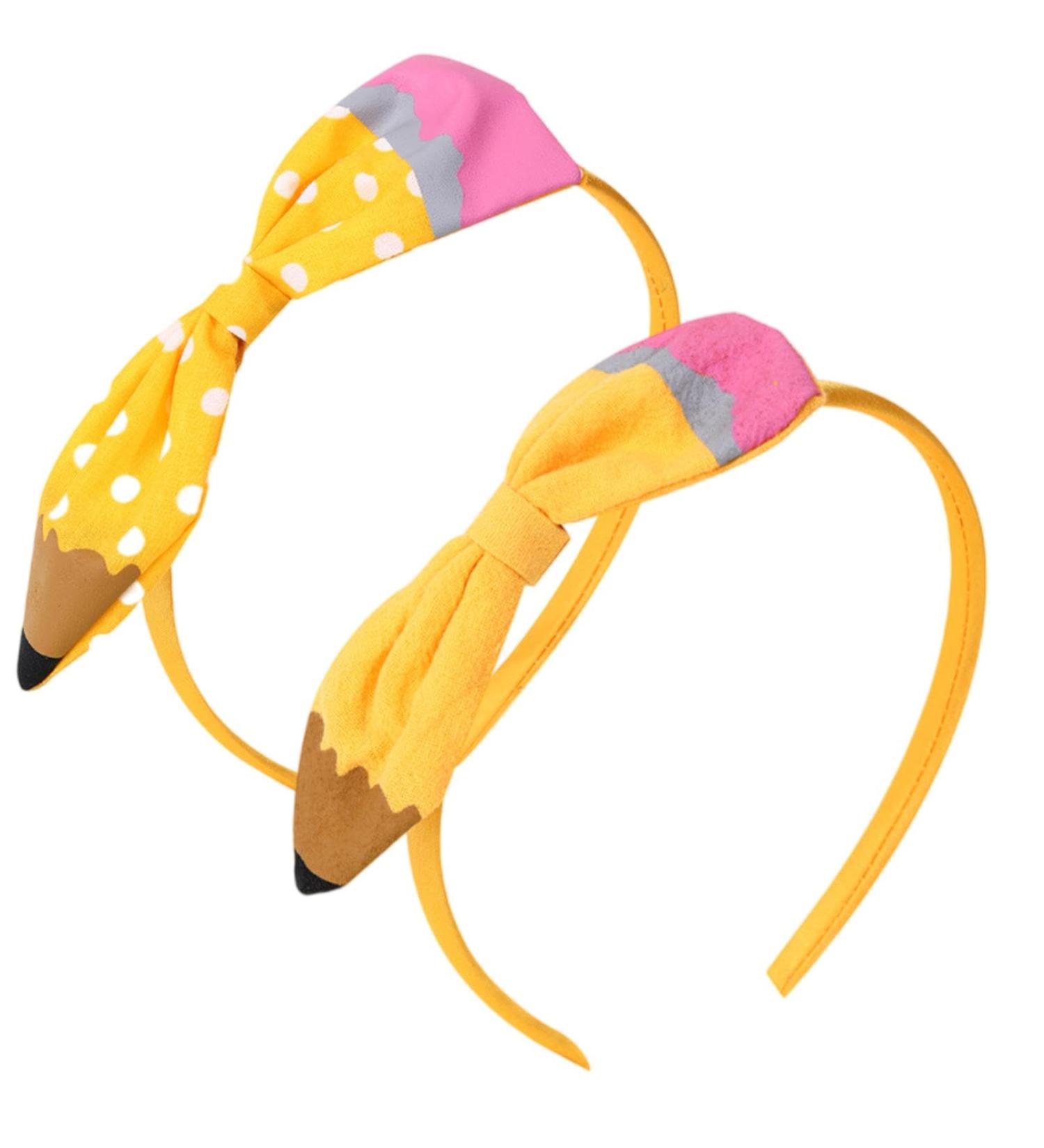 Fovolat Cute Headbands for Girls | Yellow Pencil Back to School Headwear - Hair Accessory Styling Decorations Cute Bow Hair Clips for School Kindergarten Combination 2 1 count (Pack of 1) - Buy Online on GoSupps.com