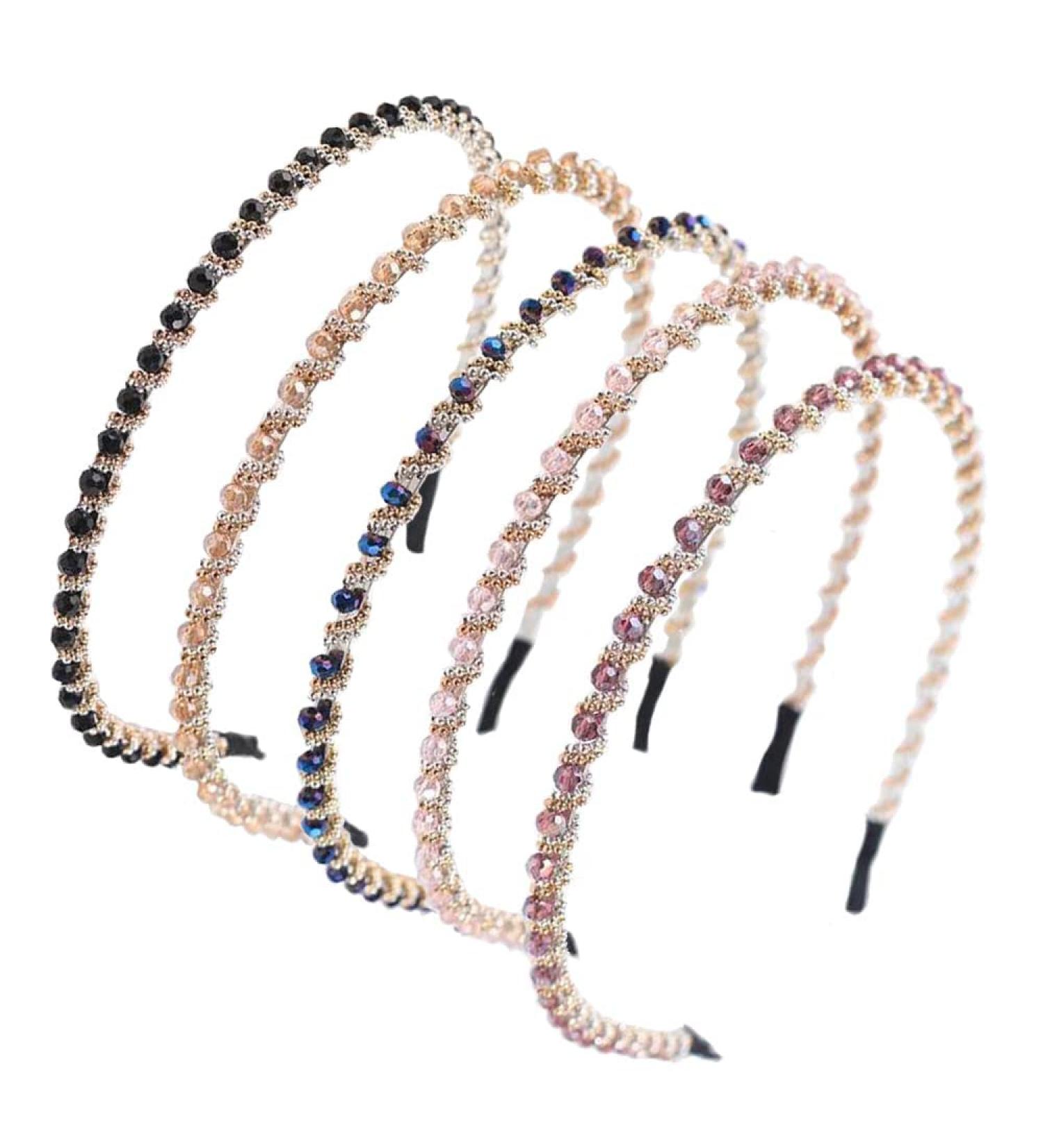 Shop Oenothera 5-Piece Fashion Hair Accessories Set | Rhinestone Elastic Hair Bands & Non-Slip Headbands for Girls - Perfect for Dancing Parties & Everyday Wear (5 Colors Available) - Buy Online on GoSupps.com