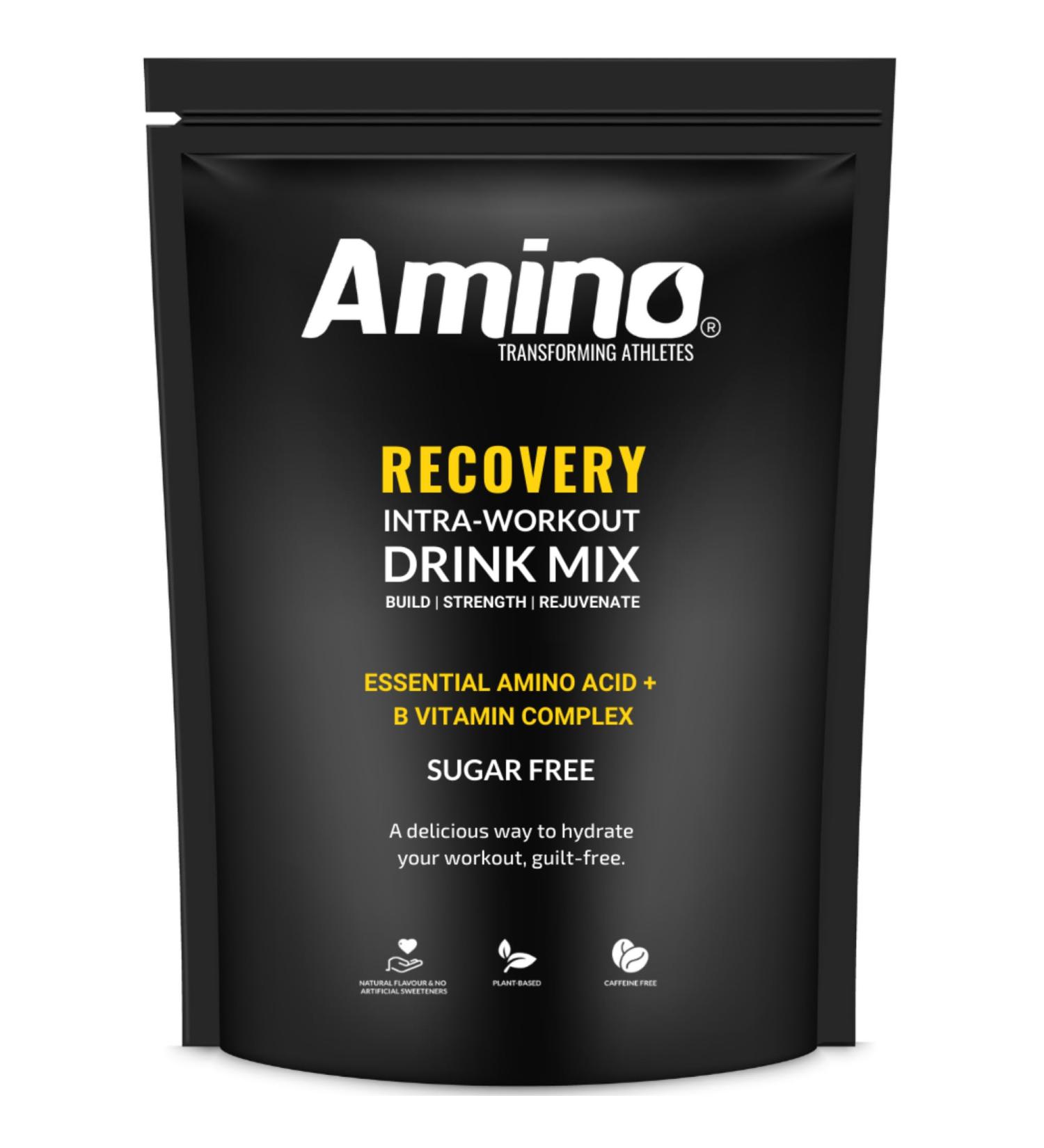 Amino Recovery Powder - Blue Raspberry 22 Servings - EAA & BCAA Intra Workout Drink - 5000mg Amino Acids - Muscle Recovery Aid - Vegan & Sugar Free - Buy Online on GoSupps.com
