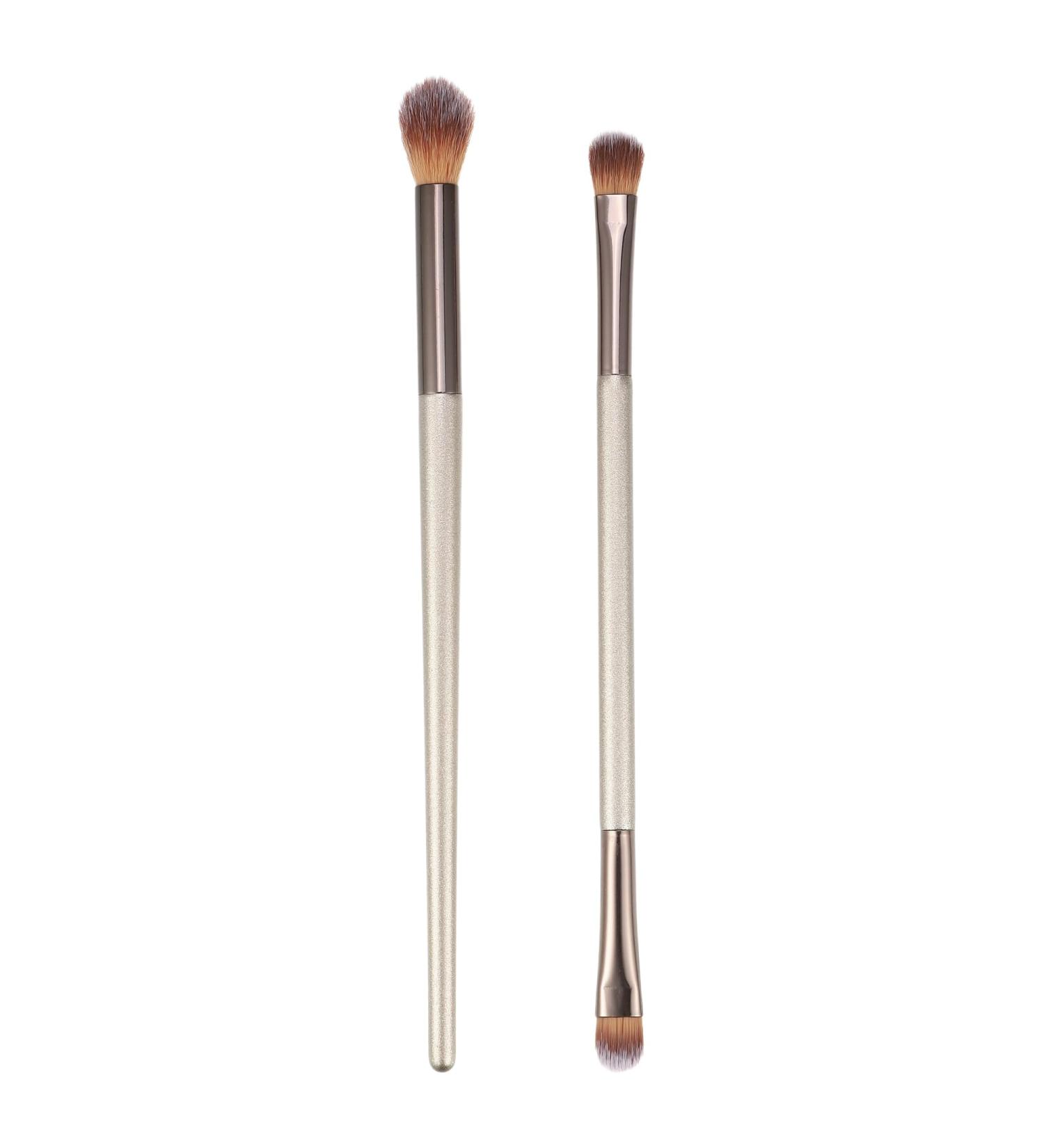 VOCOSTE 2pcs Double-ended Makeup Brush Kit - Under Eye Concealer & Highlighter Eyeshadow Brush | Premium Wooden Handle Smudger Tool for Flawless Makeup - Buy Online on GoSupps.com