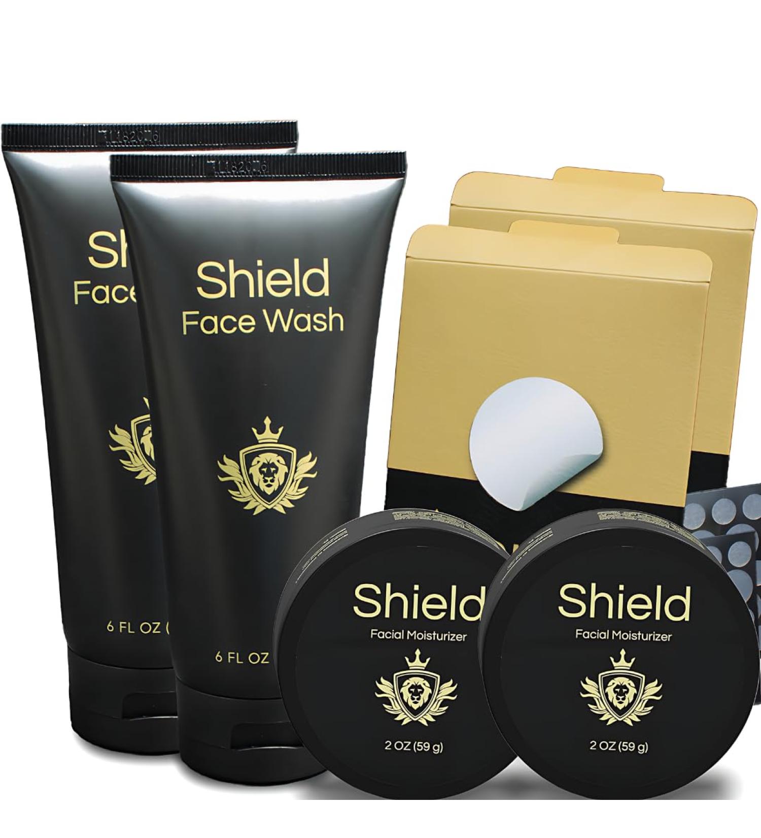 Shield Men's Acne System | Complete Face Wash Moisturizer & Pimple Patches - 4 Month Skin Care Set - Buy Online on GoSupps.com