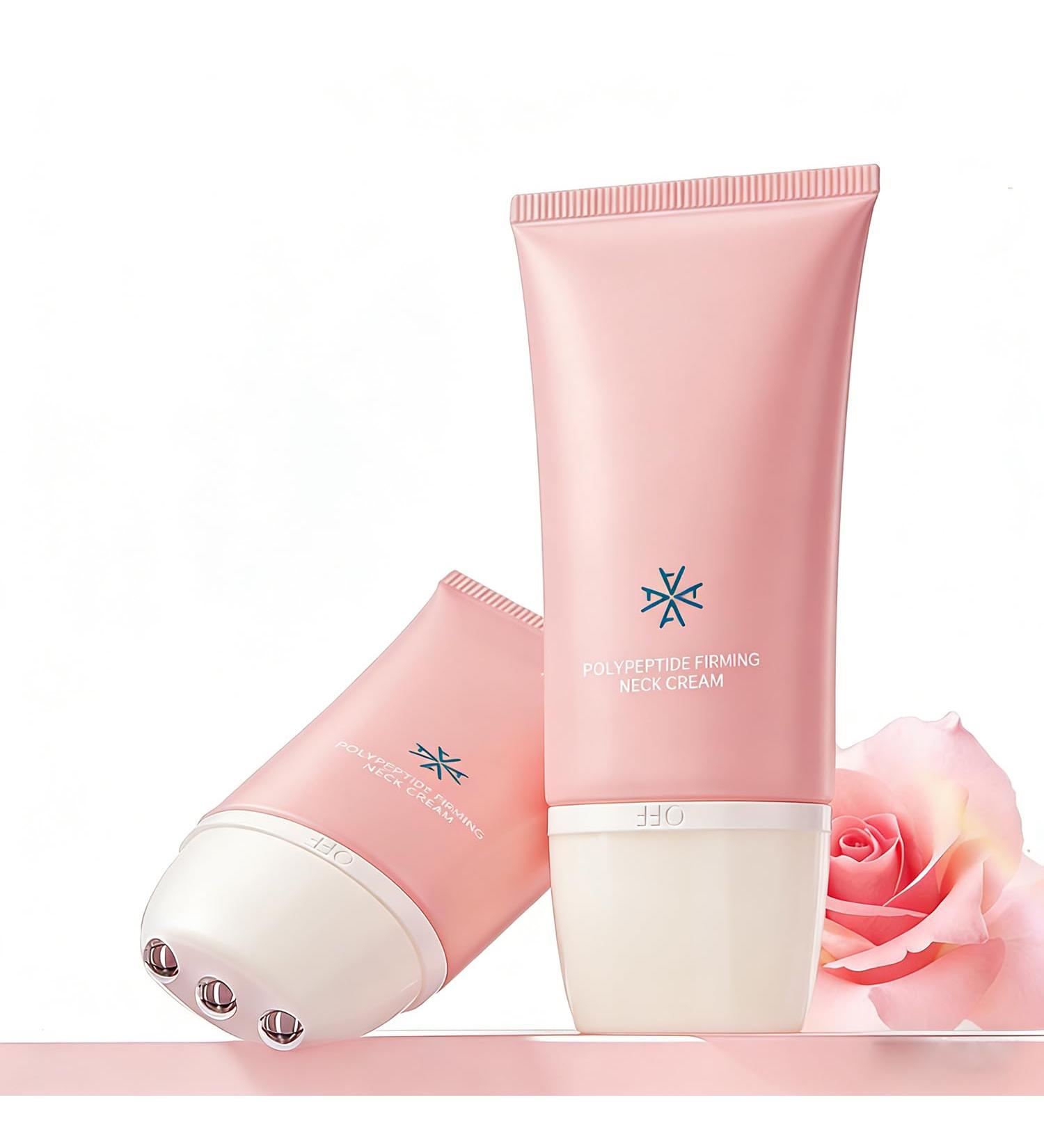 Grospe Neck Cream with Massage Roller - Firming & Smoothing Cream for Neck & Chest with Peptides & Hyaluronic Acid Anti-Wrinkle Treatment - Buy Online on GoSupps.com