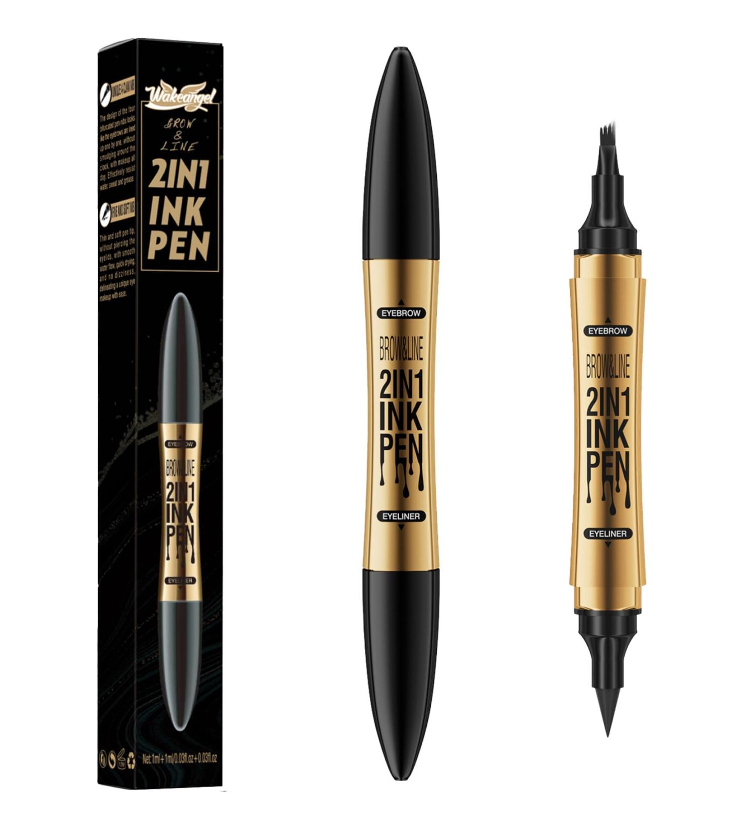 Eyebrow Pencil 2 in 1 Dual-ended Liquid Eyebrow Pen Waterproof & Long Lasting Smooth Liquid Eyeliner Pen Four-tip Brow Pencil Black - Buy Online on GoSupps.com