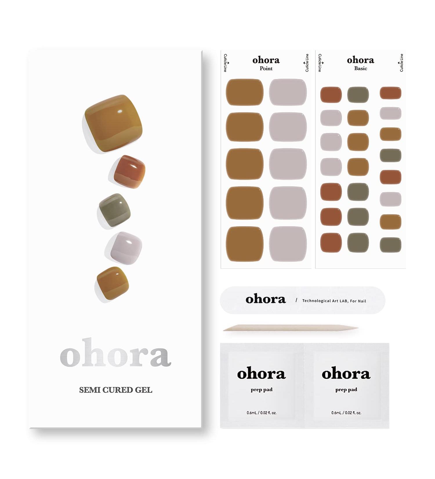 ohora Semi-Cured Gel Pedicure Strips 34pcs(P Trench) - Bold & Chic Nail Wraps with Prep Pads & Nail File - Buy Online on GoSupps.com